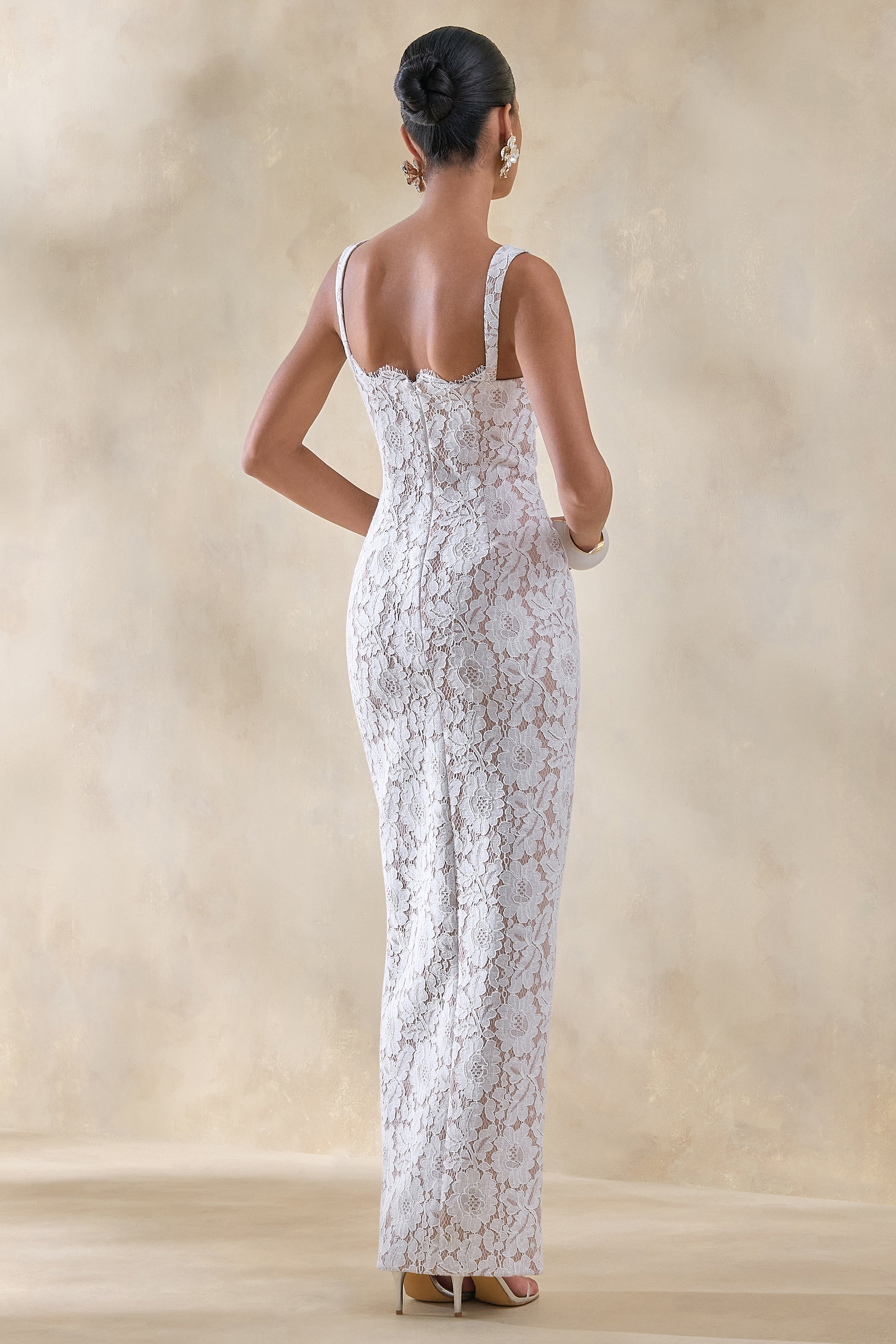 Zarisse | White Lace Square-Neck Maxi Dress – Club L London - USA