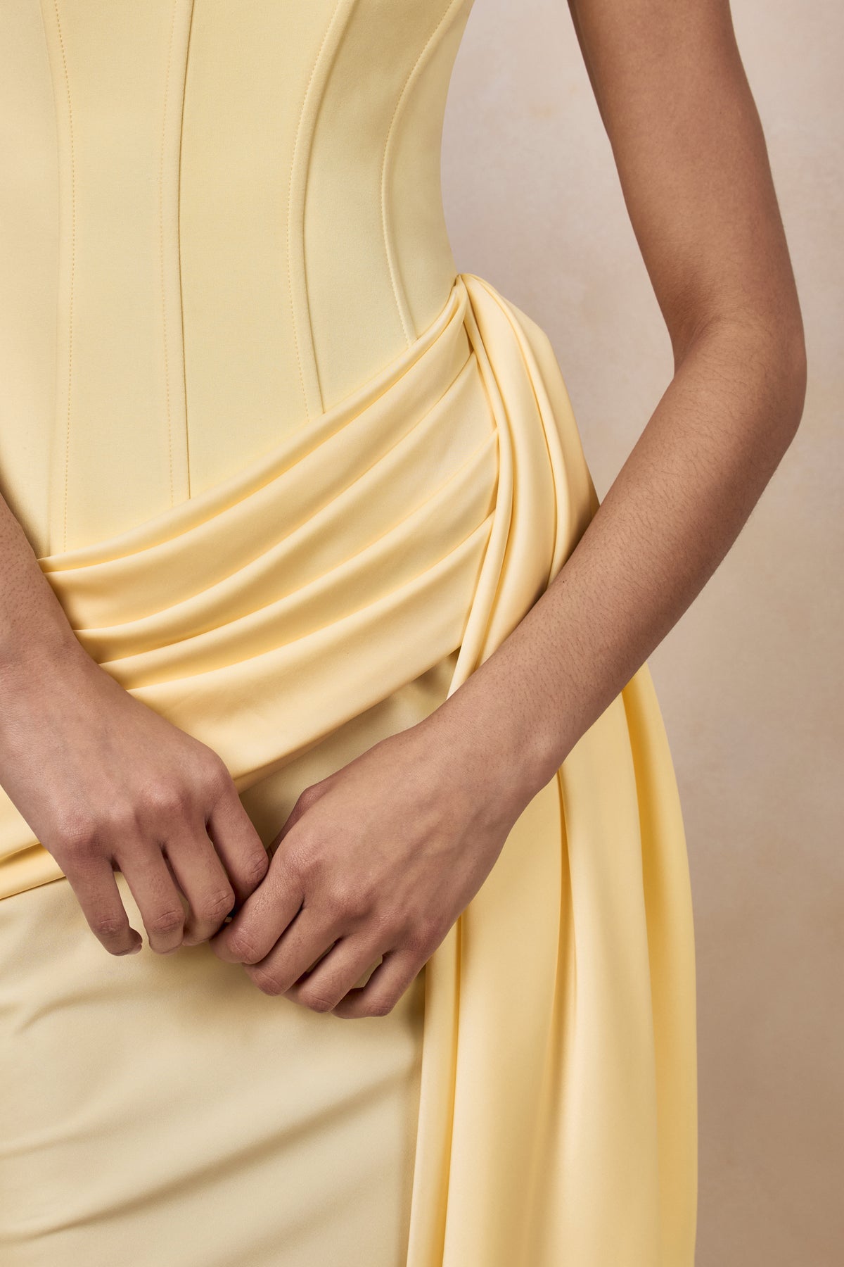 CL137284121 - Oakley | Lemon Satin Bandeau Maxi Dress With Draped Skirt_06.jpg