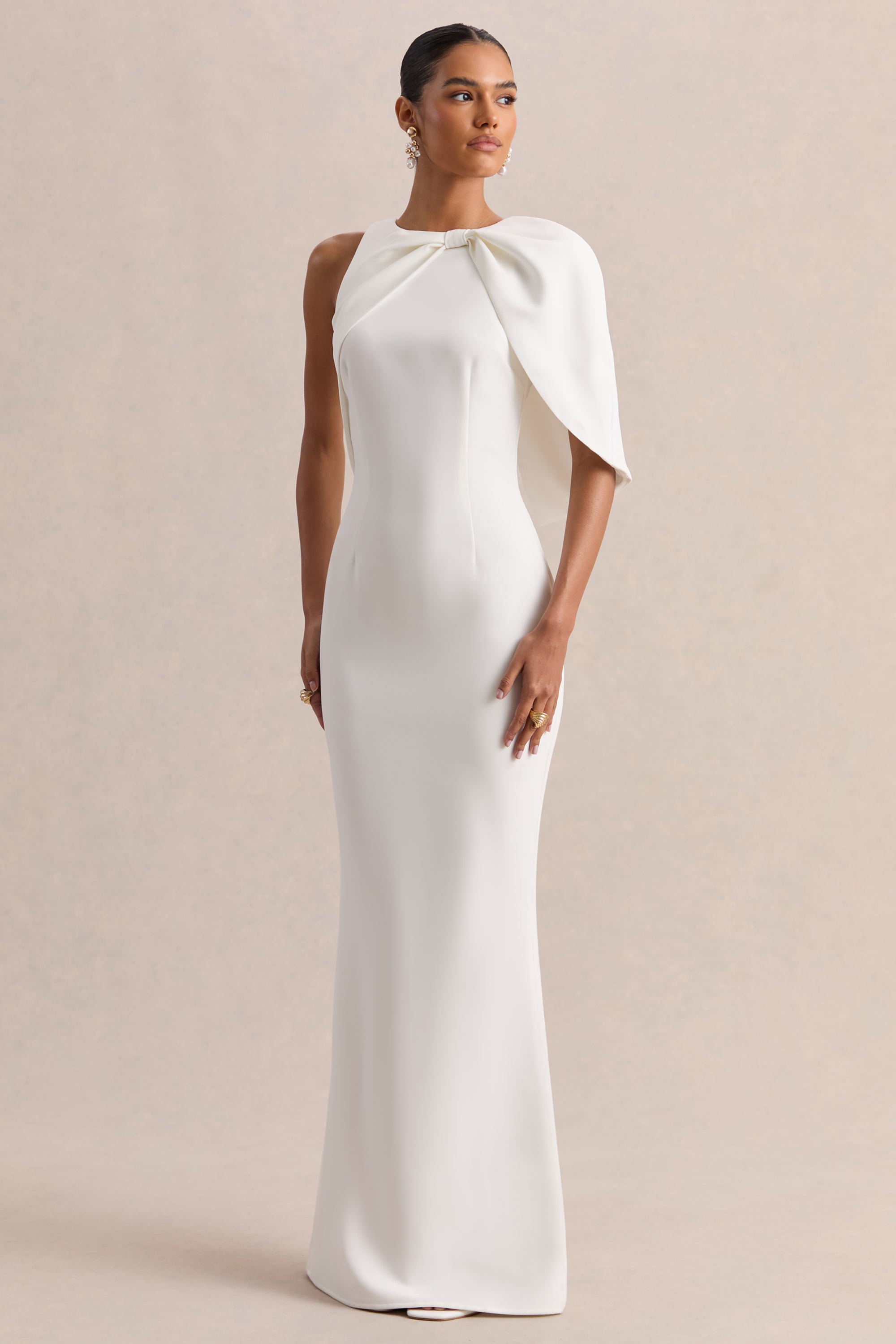 white satin asymmetrical dress White Satin Asymmetrical Maxi Dress