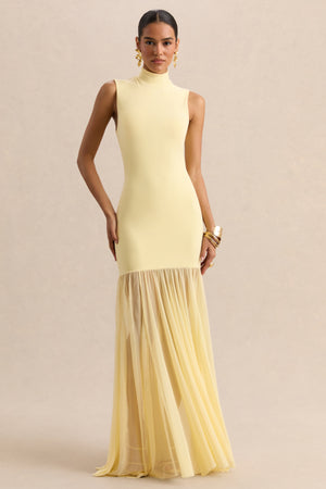 love&lemonade split thigh sheer maxi sequin mesh dress LOVE&LEMONADE Split Thigh Sequins Bardot Dress