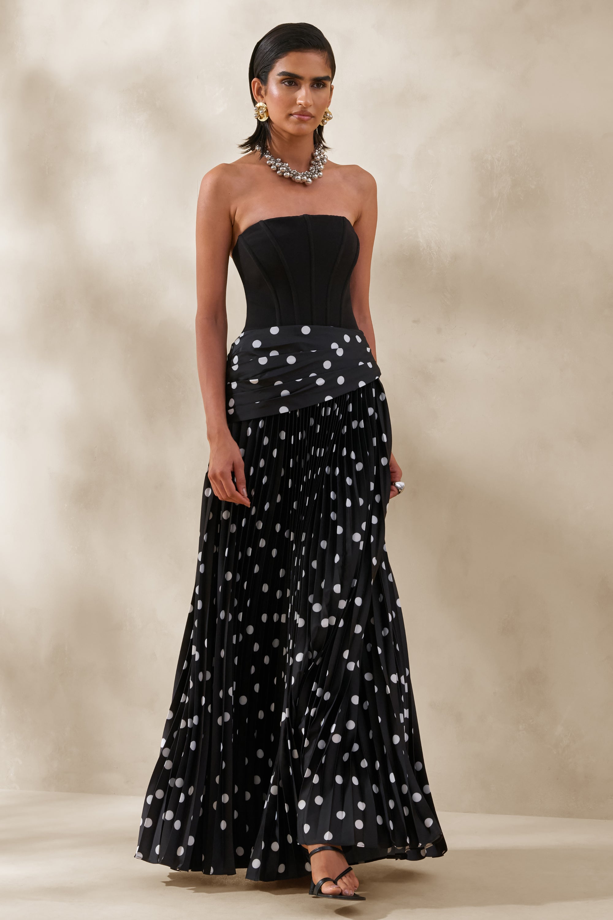 black strapless polka dot dress Sophia Polka Dot Strapless Dress L