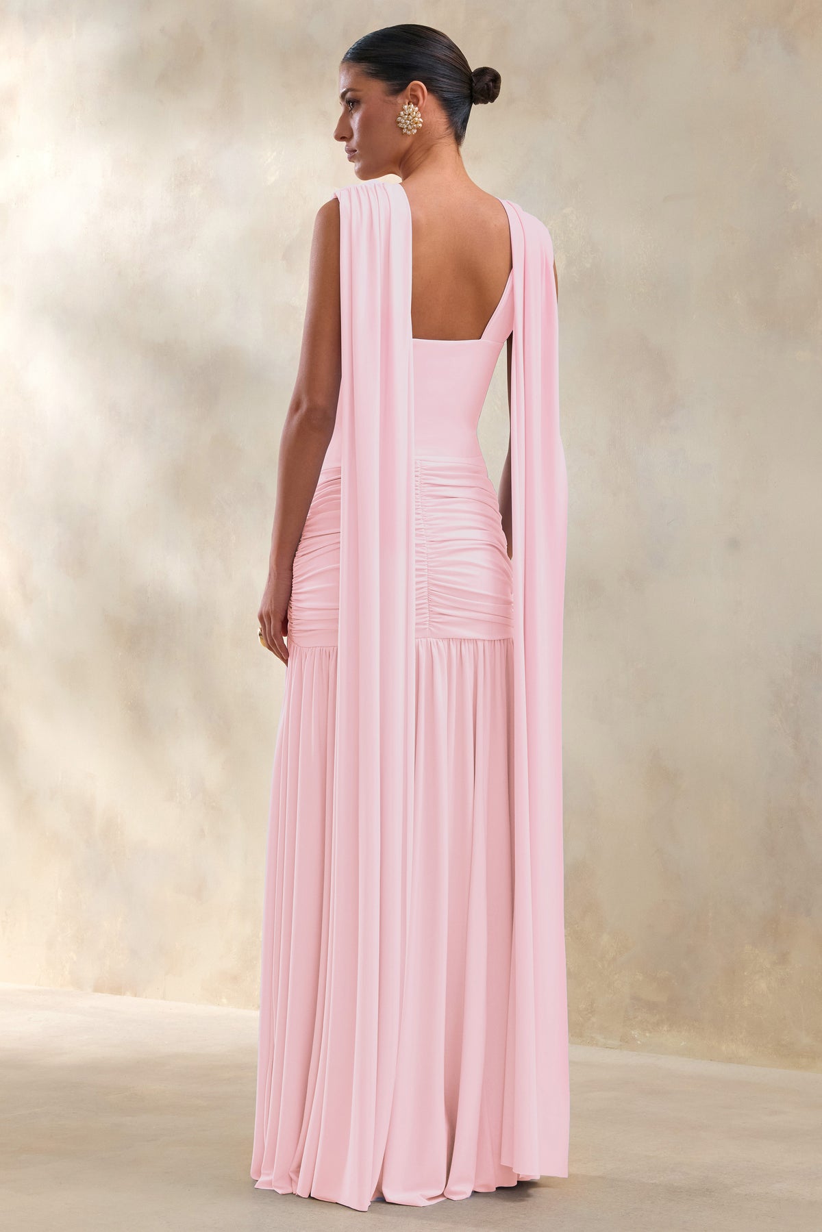 ECM_HR_CL137299081 - Amelisse | Light Pink Plunge-Neck Maxi Dress With Ruched-Detailing_02.jpg
