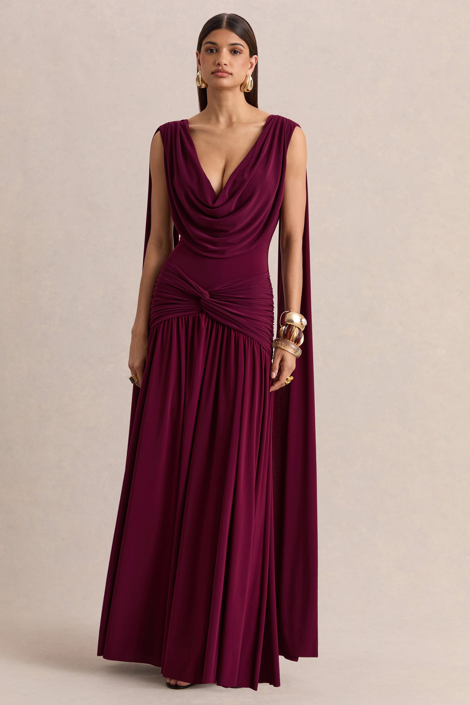 burgundy designer dresses FITTED NEOPRENE BURGUNDY DRESS CDCH377