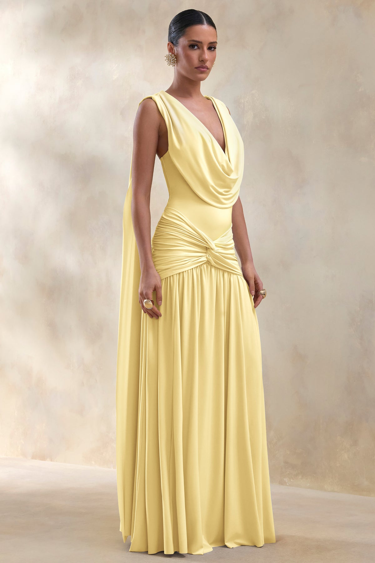 lemon dress maxi Sinta Bow Shoulder Puff Sleeve Maxi Dress Lemon