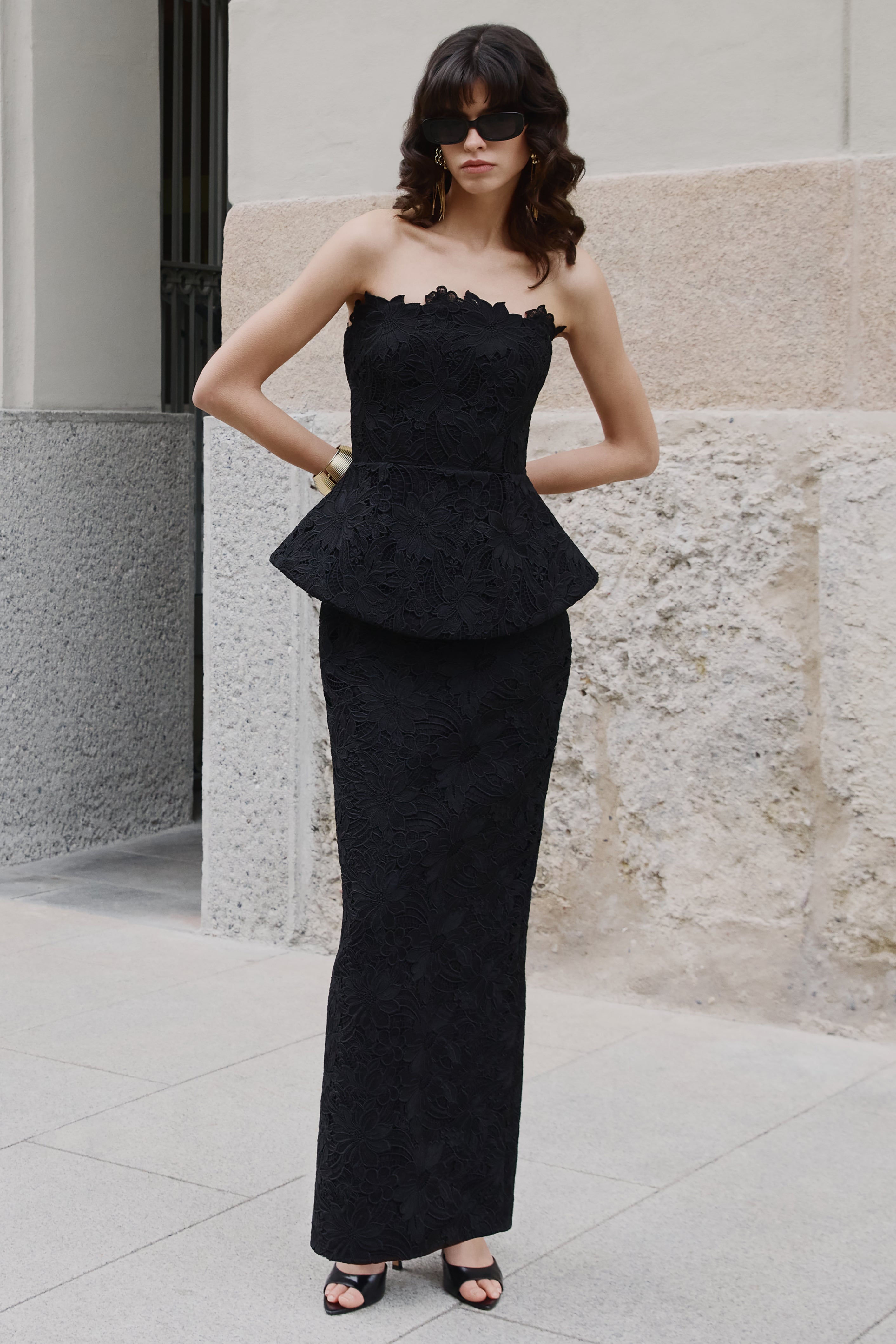 Delvine | Black Lace Bandeau Corset Maxi Dress – Club L London - USA