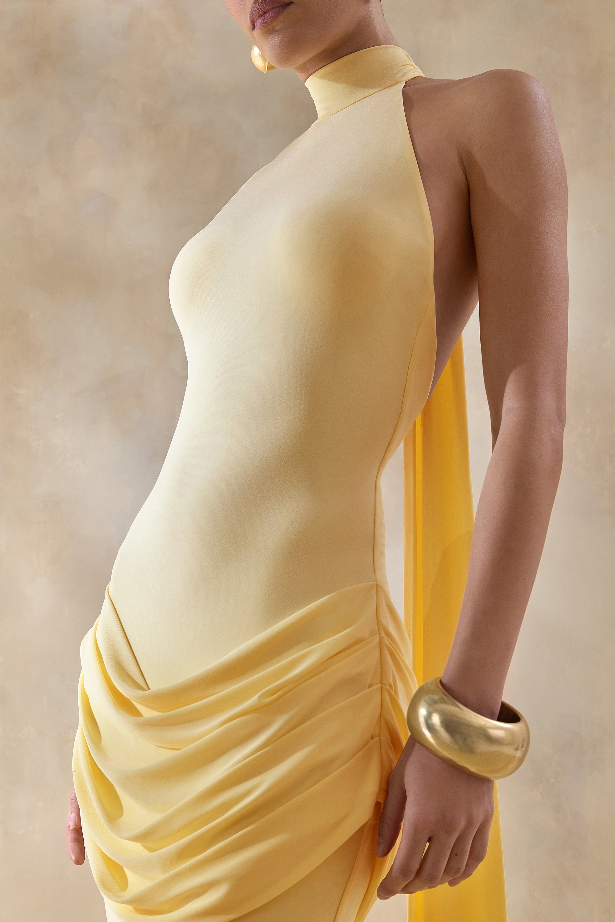 yellow backless halter dress Lulus | Yellow Halter Backless Slip Midi Dress | Womens | Medium (Available in XXS, S, L, XL)