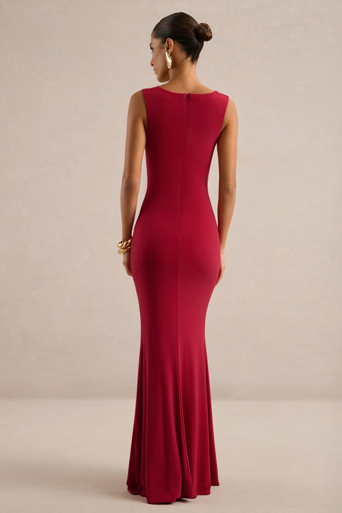 ECM_HR_CL137314100 - Holly _ Red Plunge-Neck Maxi Dress With Twist-Detail5.jpg