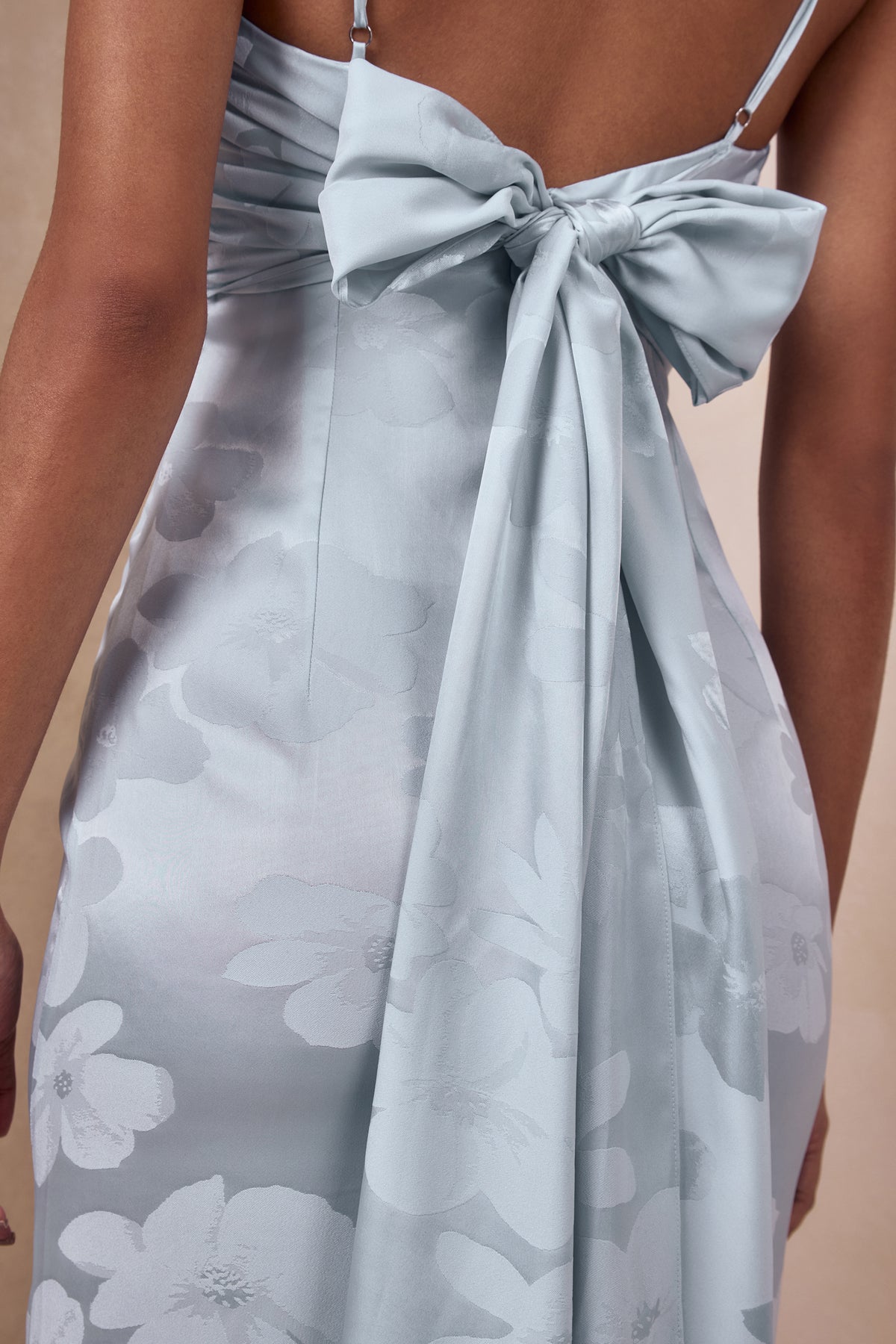 Carelle Powder Blue Satin Plunge-Neck Maxi Dress With Asymmetric Dro Club L London - USA Carelle Powder Blue Satin Plunge-Neck Maxi Dress With Asymmetric Dro Club L London - USA