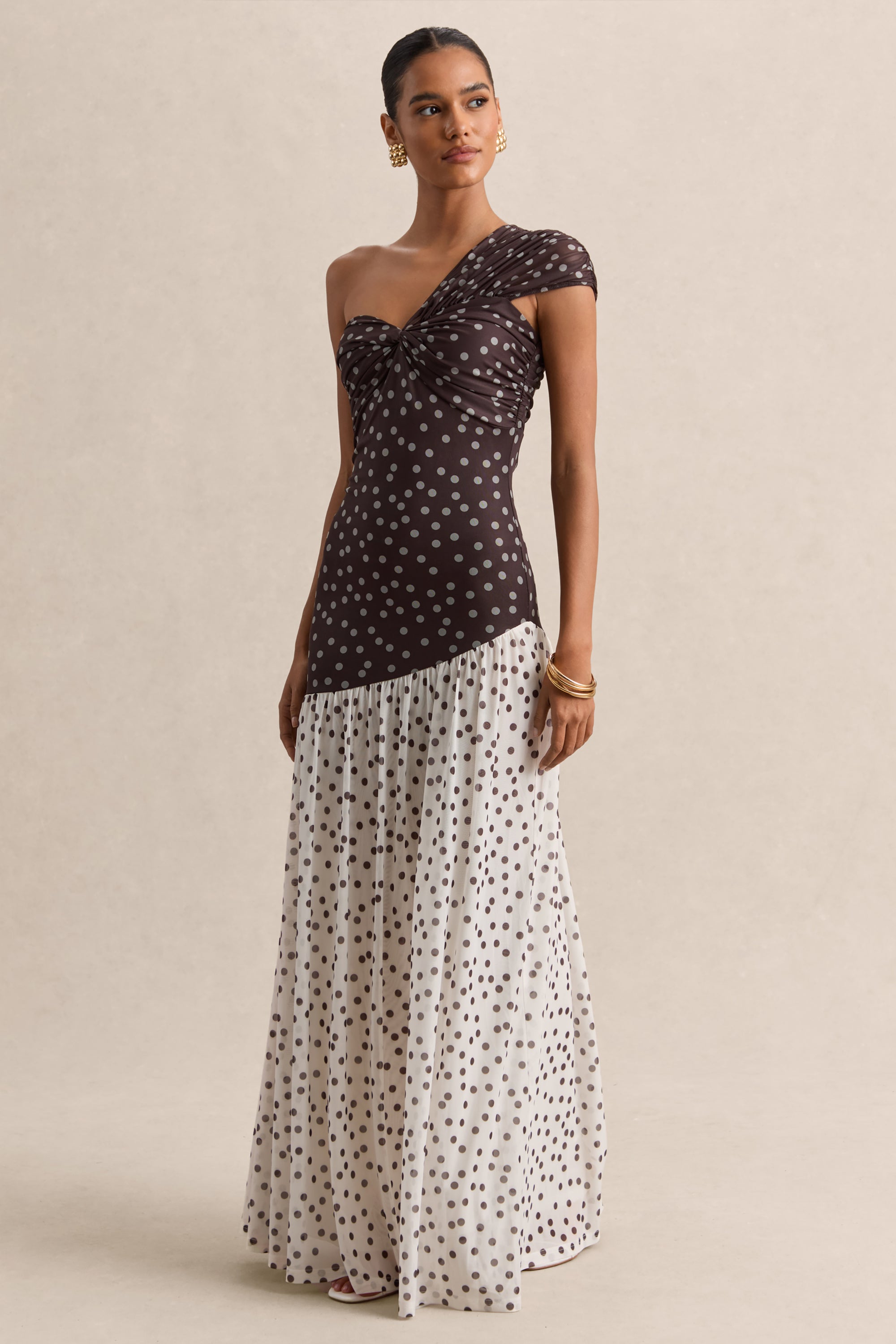 brown and white polka dot maxi dress Jorjana Maxi Dress Brown | White Polka Dot | Brown | White Polka Dot | Womens