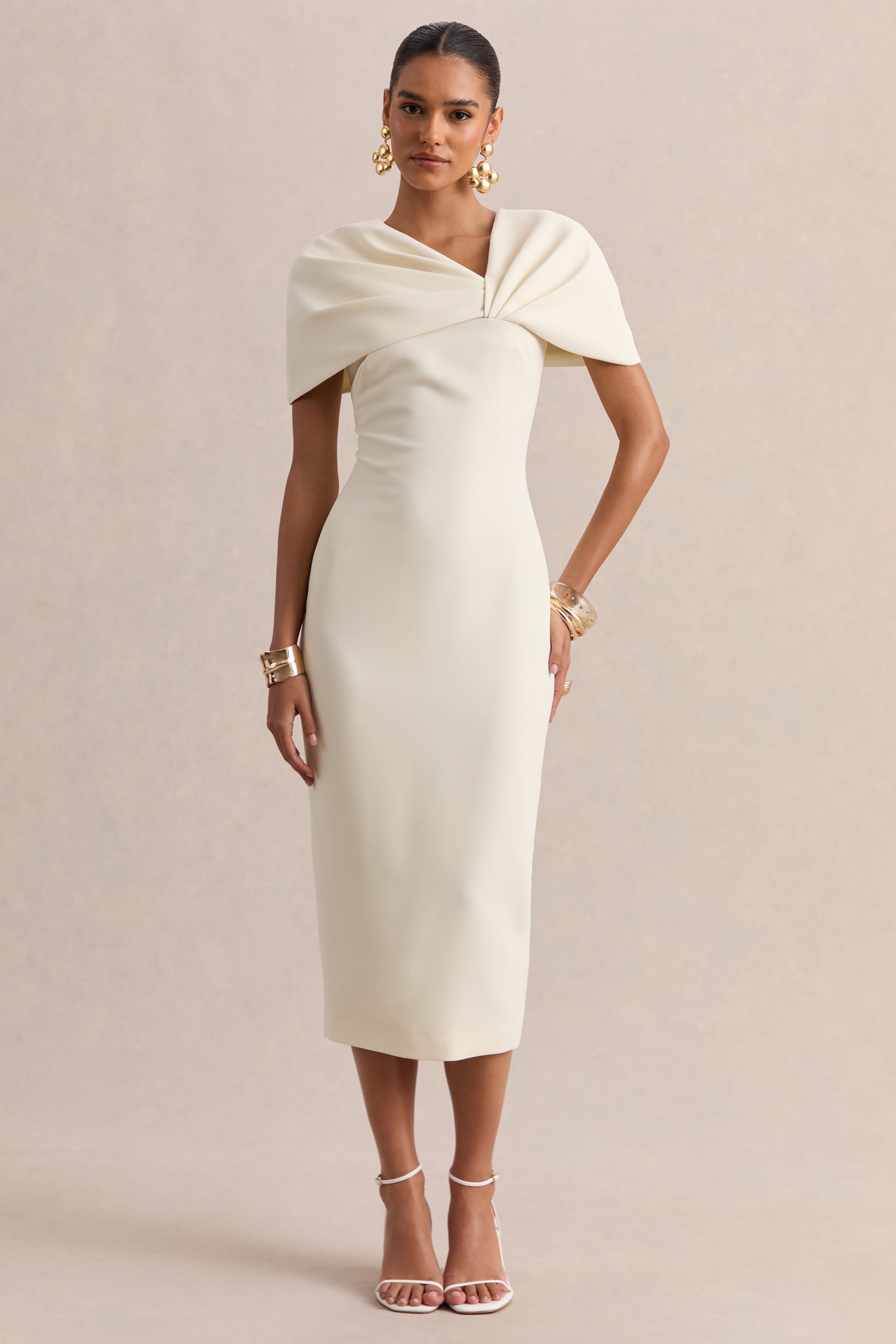 cocktail dress cream Cream Ruched Button Mini Alchemy Dress XXS