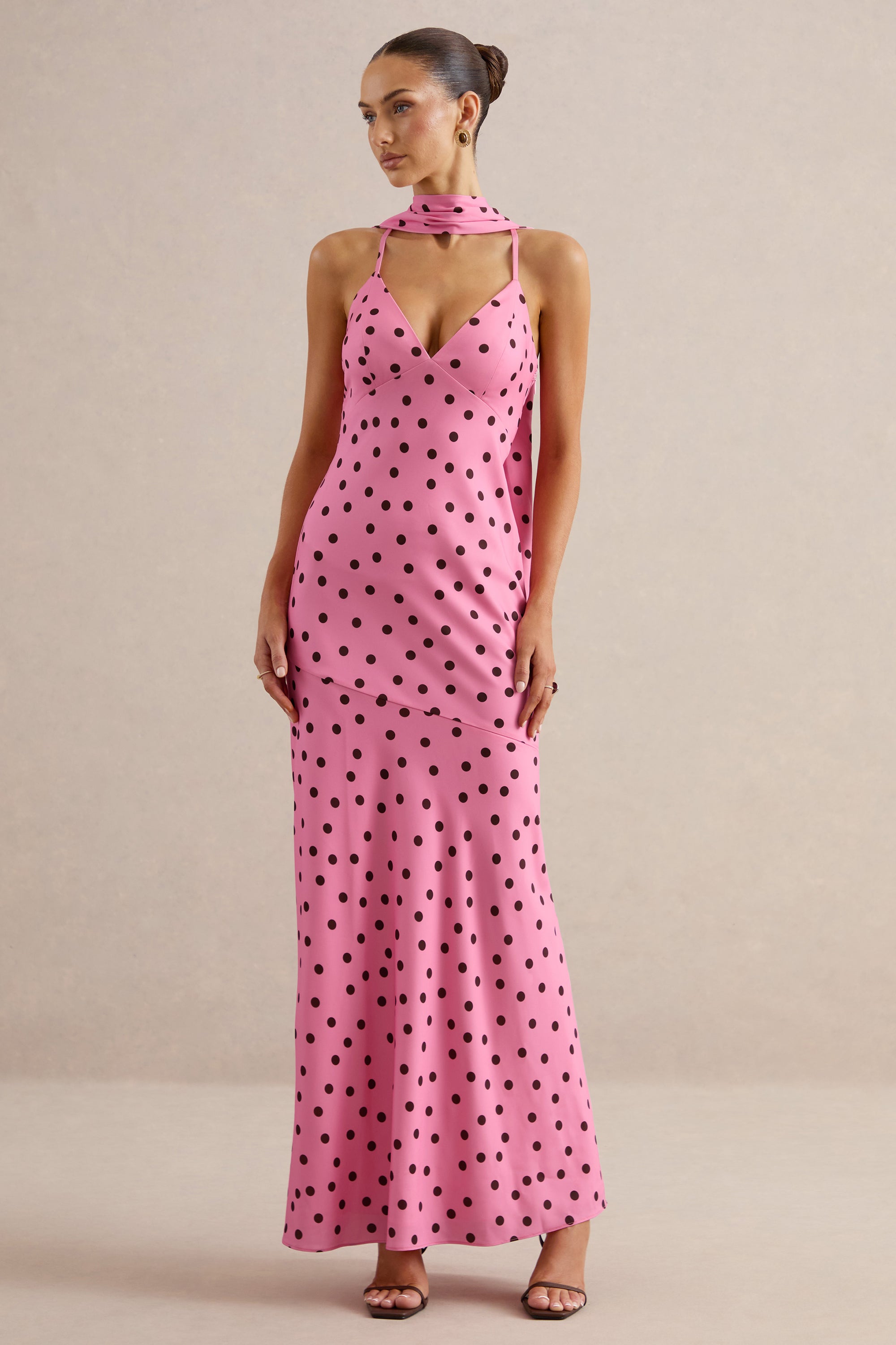ECM_HR_Starling Pink & Black Polka Dot Matte Satin Plunge-Neck Maxi Dress With Scarf-Detail CL137326084 62.jpg