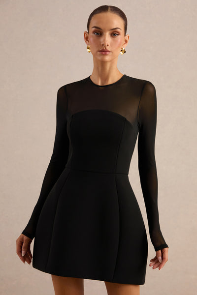 black mesh sleeve mini dress Aviana | Crew-Neck – Club L London Womens dresses Size:S (4/6) NEW YORK Casino Night Cocktail Dress CAA05A4K043AA Features