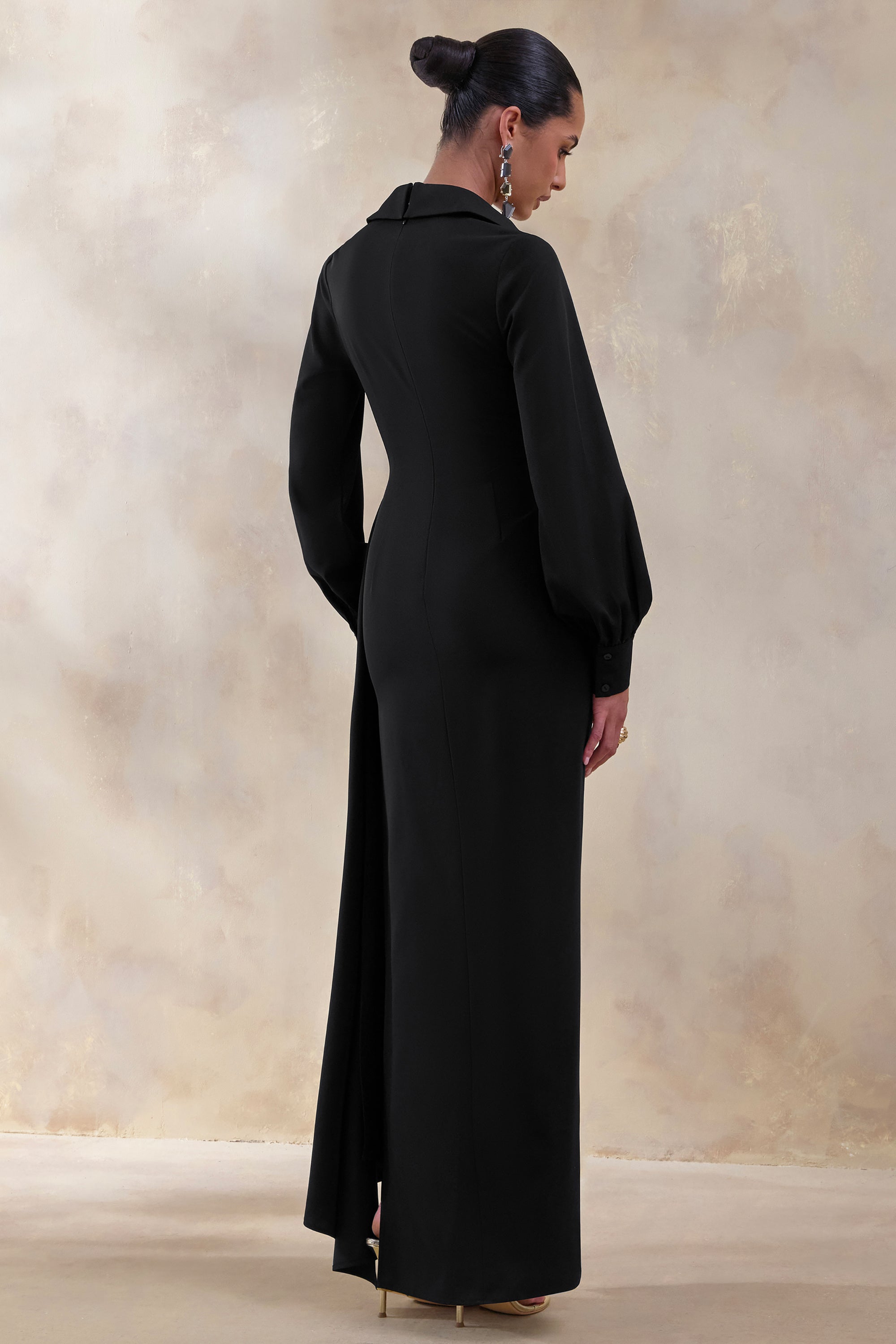 black plunge maxi dress Alondra Black Plunge Maxi Dress 12th Tribe