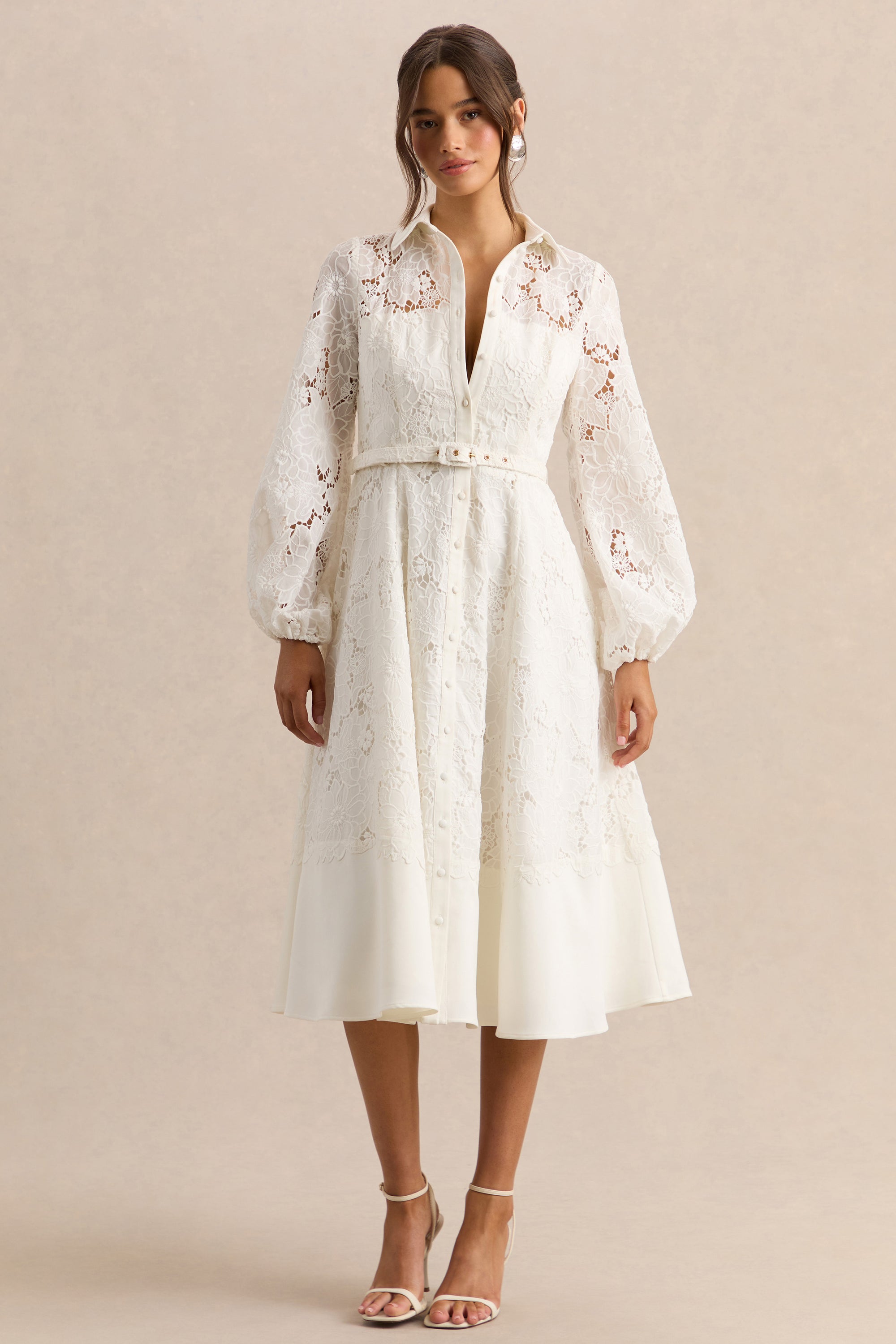 white tailored midi dress Main Character Midi Dress