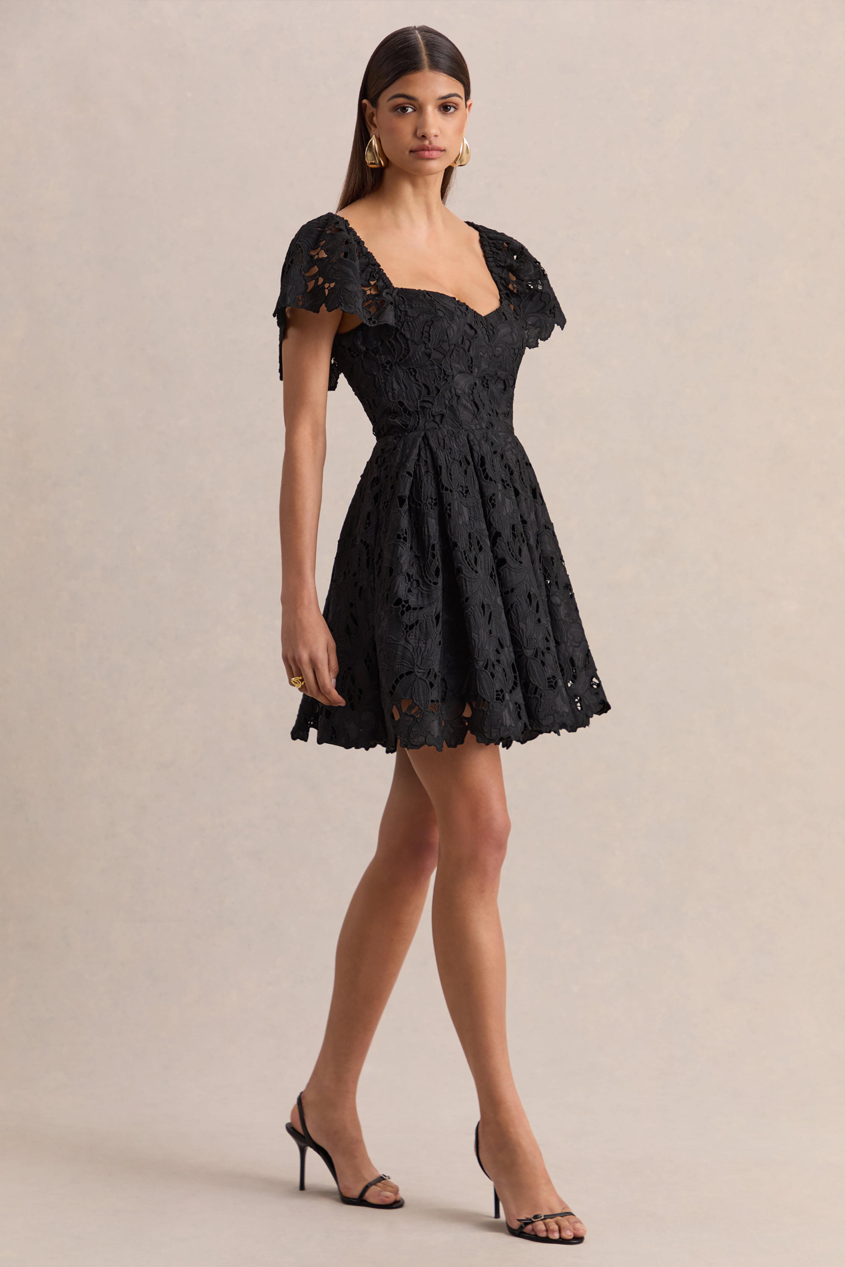 Vivi | Black Lace Sweetheart-Neck Mini Dress – Club L London - USA