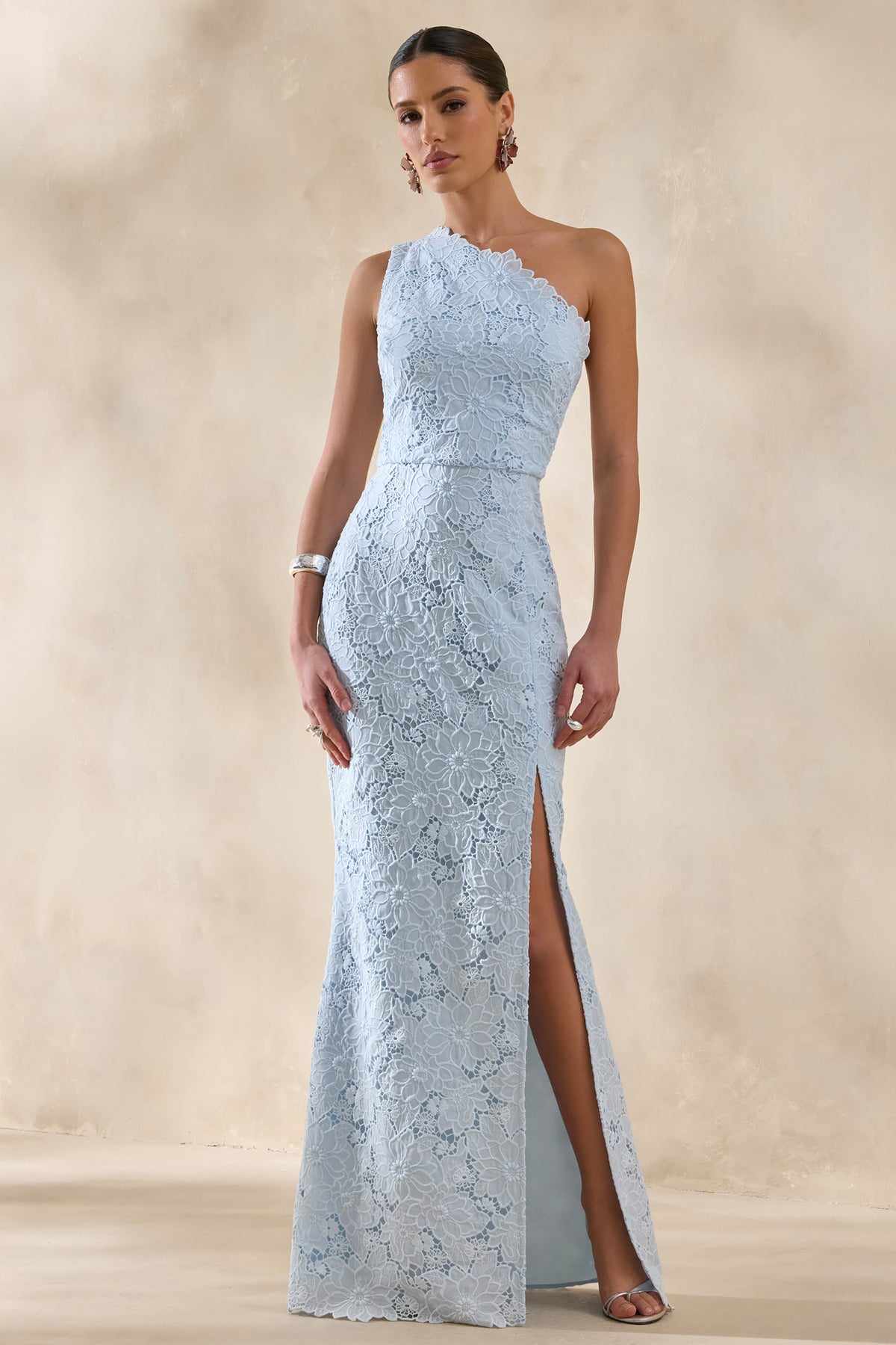 Lunia | Powder BLUE Broderie Asymmetric-Neck Maxi Dress - UK 10 LIGHT BLUE Lunia | Powder BLUE Broderie Asymmetric-Neck Maxi Dress - UK 10 LIGHT BLUE