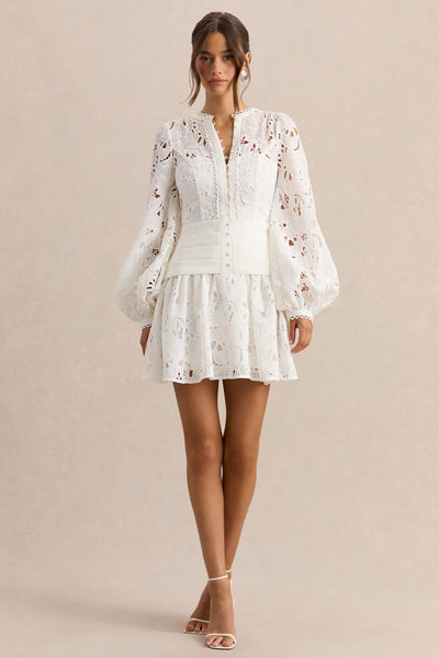 mini white dress with puff sleeves I've Got Sunshine Puff Sleeve Mini Dress White
