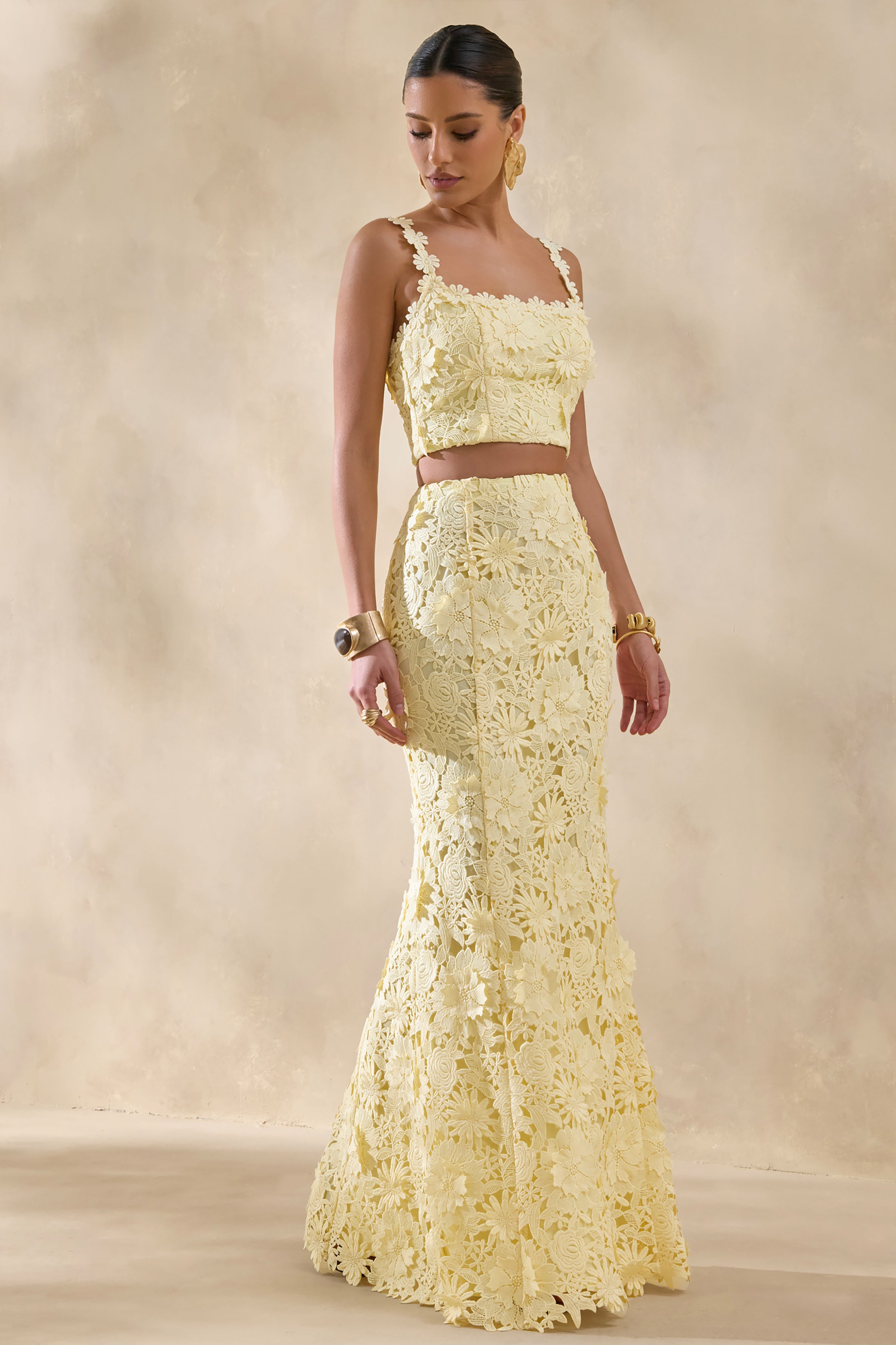 Esmara | Lemon Lace Maxi Skirt – Club L London - USA