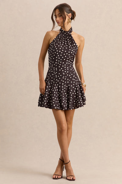 brown halter dress mini Florence | AND White Satin Halter-Neck Style yours with sleek White Boho Dresses Size:Round Ball Knob Green