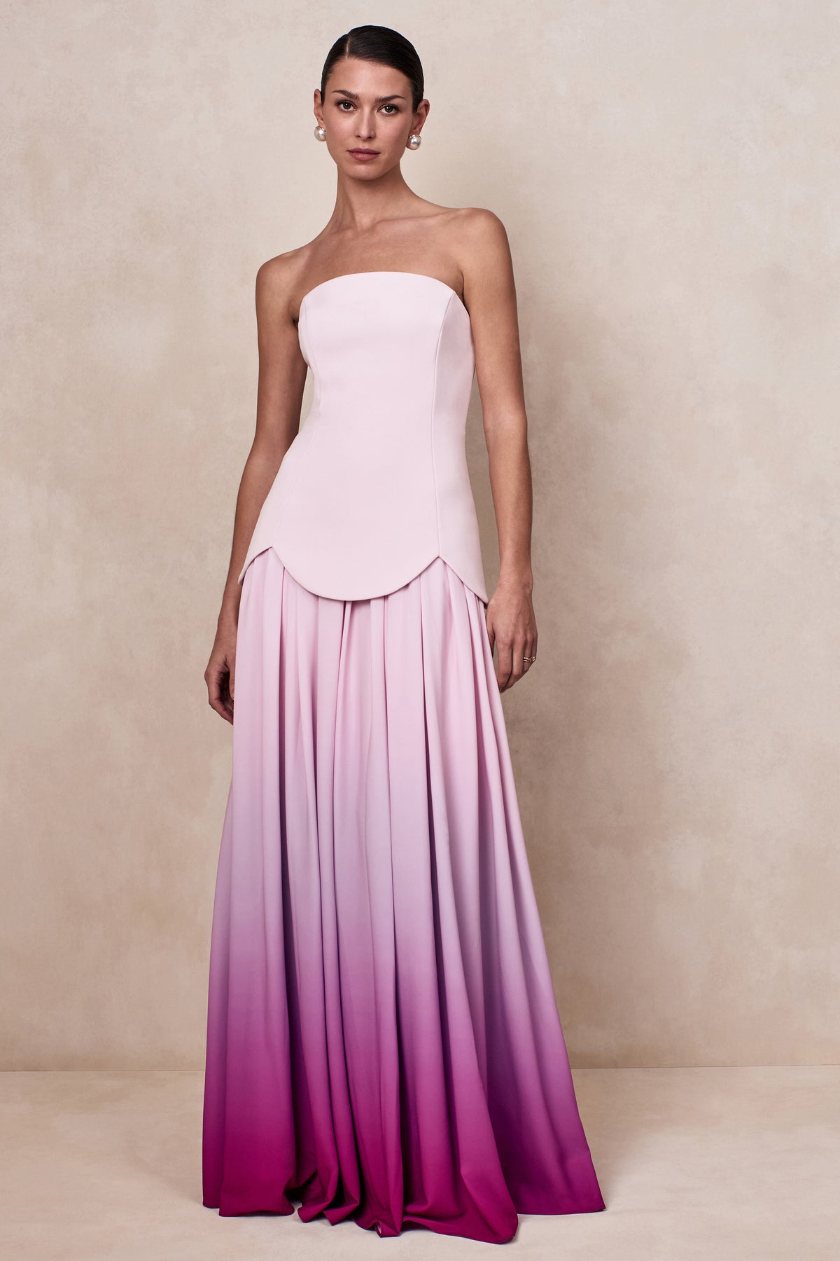 Nia | Pink Ombre Bandeau Maxi Dress