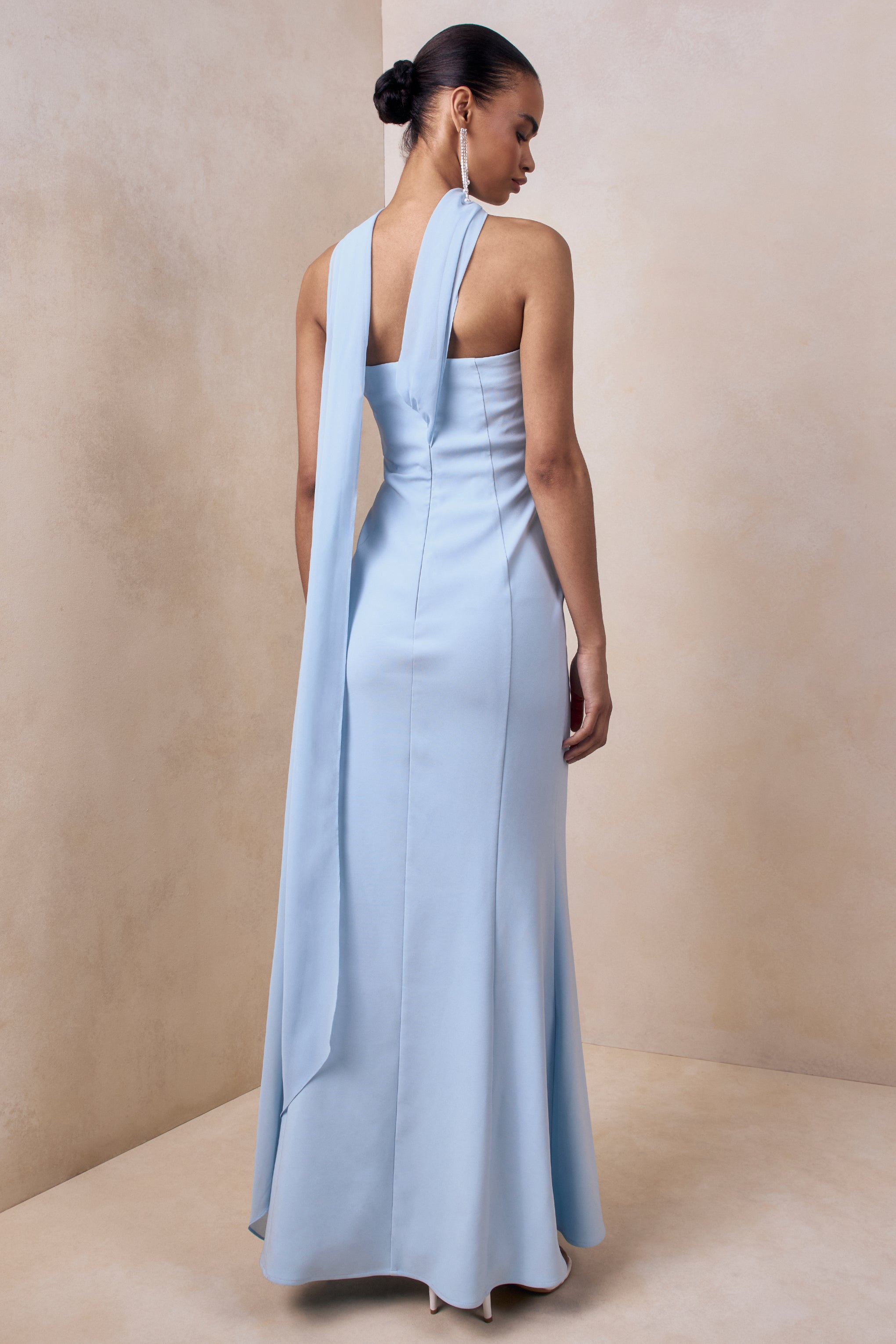 Misha | Light Blue 3D Floral Bandeau Maxi Dress – Club L London - USA