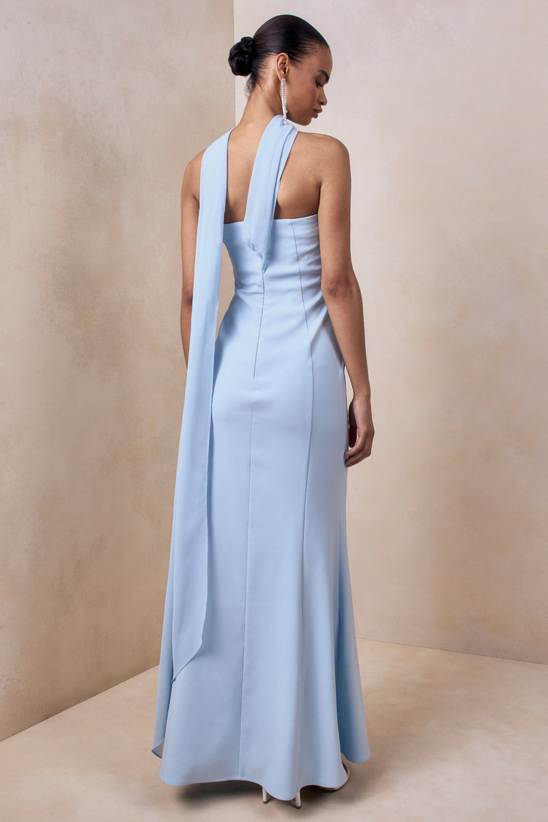 embellished bandeau cowl neck maxi dress in light blue Embellished Cowl Neck Maxi Dress in Lavender Blue - 6