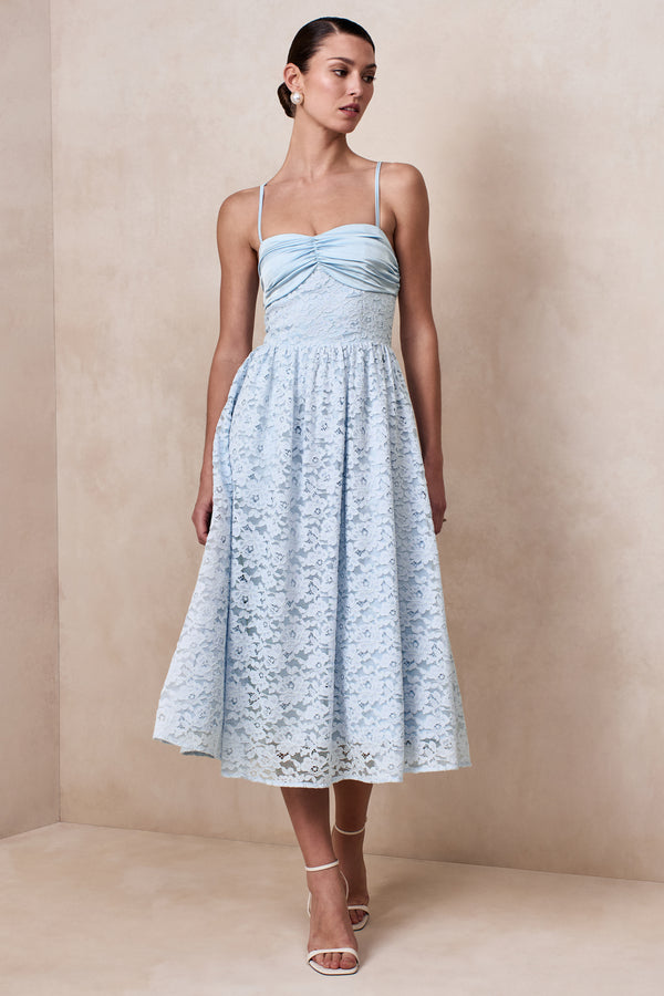 Gloriana Powder Blue Lace Sweetheart-Neck Midi Dress  Club L London - USA