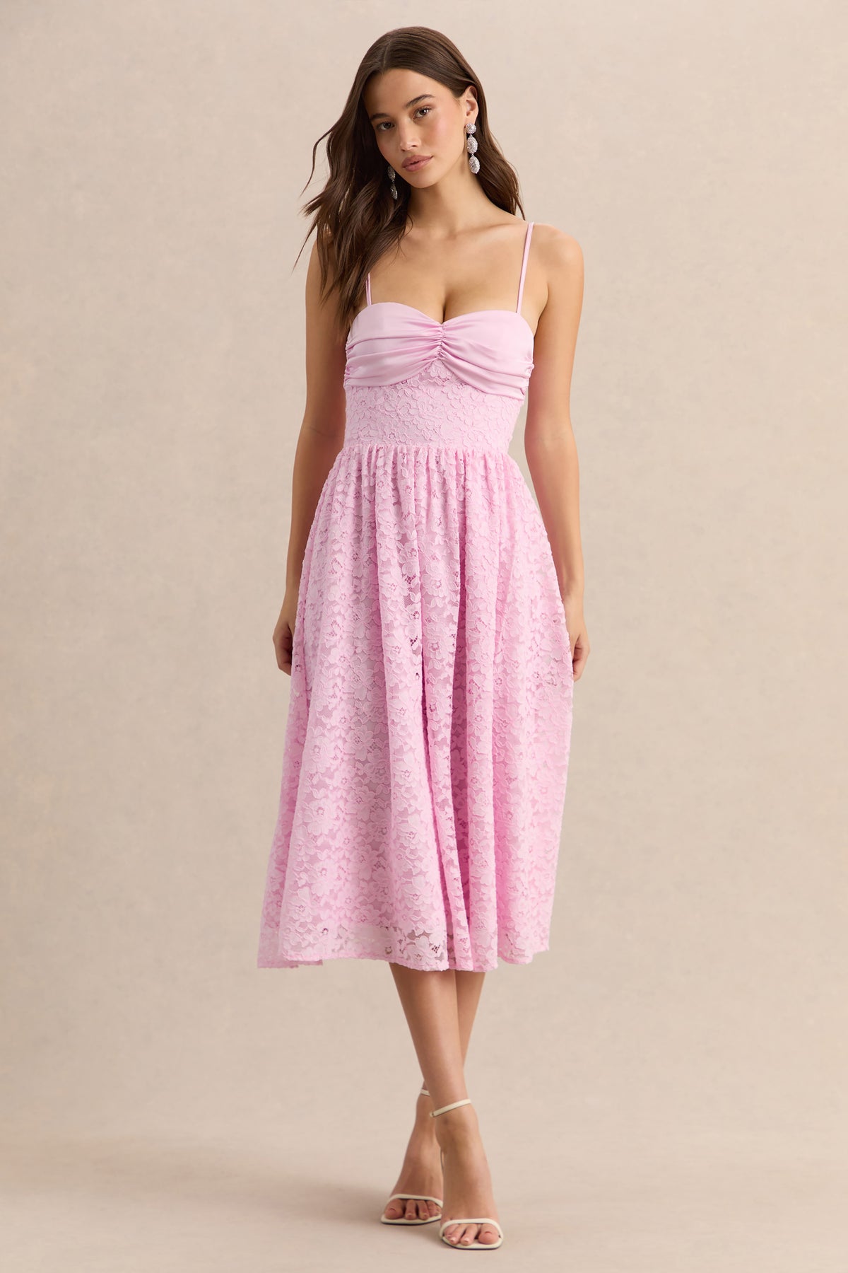 Gloriana | PINK Lace Sweetheart-Neck Midi Dress - UK 6 PINK Gloriana | PINK Lace Sweetheart-Neck Midi Dress - UK 6 PINK