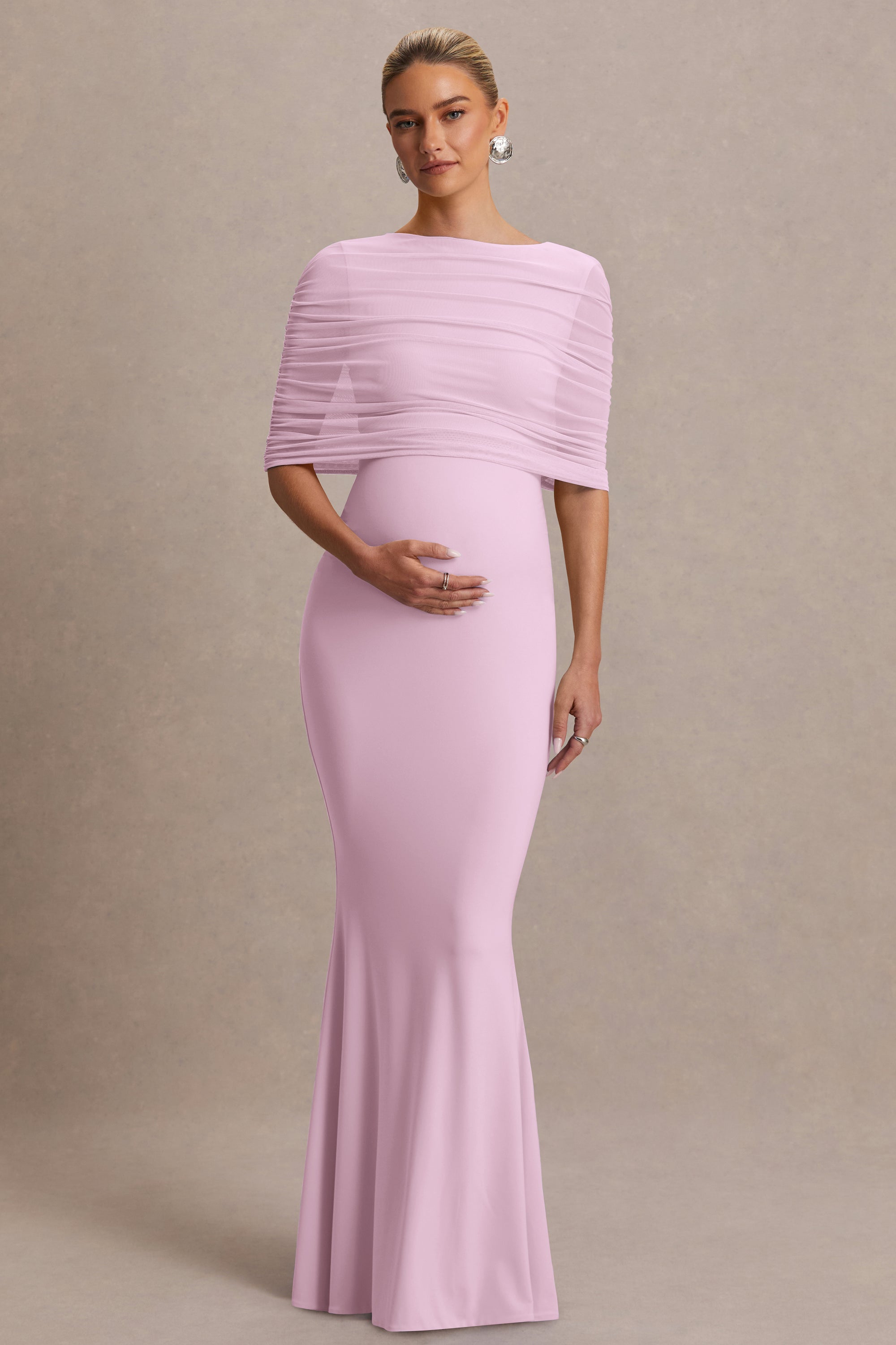 HR_CL137462081 - Zaria Light Pink Crew-Neck Maxi Dress With Cape-Overlay 01.jpg