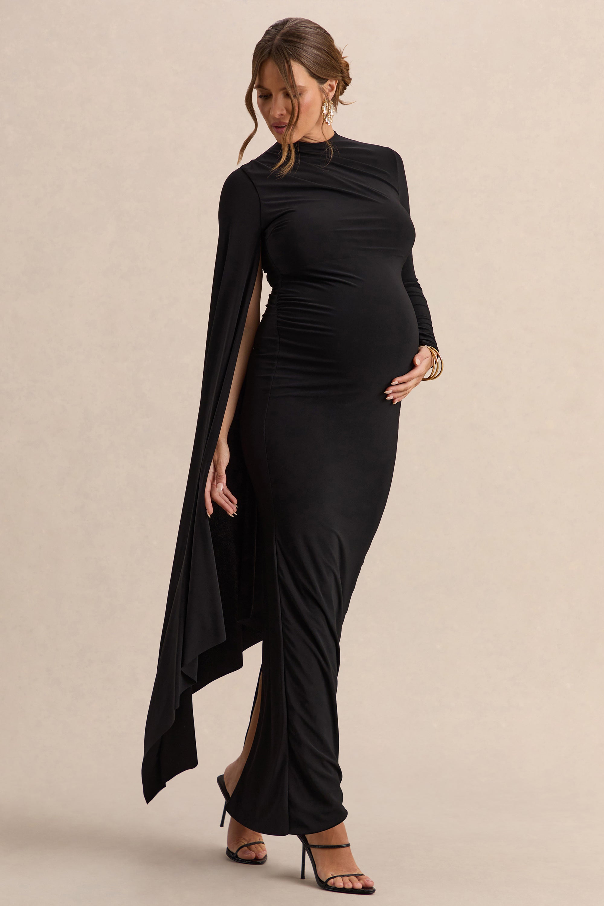 black maternity long sleeve dress Jam Long Sleeve Maternity Dress