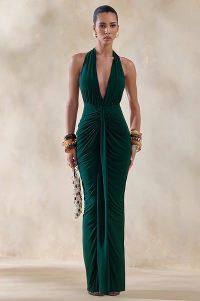 low cut plunging neckline dress Saint Plunge Maxi Black Maxi Dresses White dress Lined Mesh overlay Plunging V L