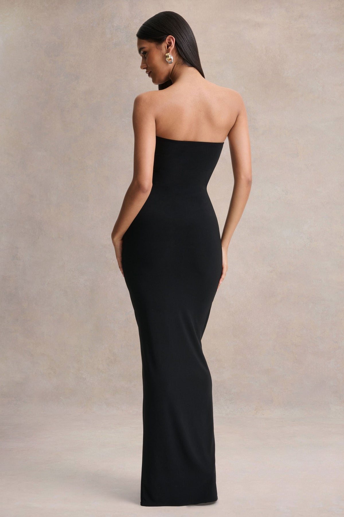Beverly | Black Bandeau Maxi Dress With Gathered-Detailing - UK 12 Black Beverly | Black Bandeau Maxi Dress With Gathered-Detailing - UK 12 Black