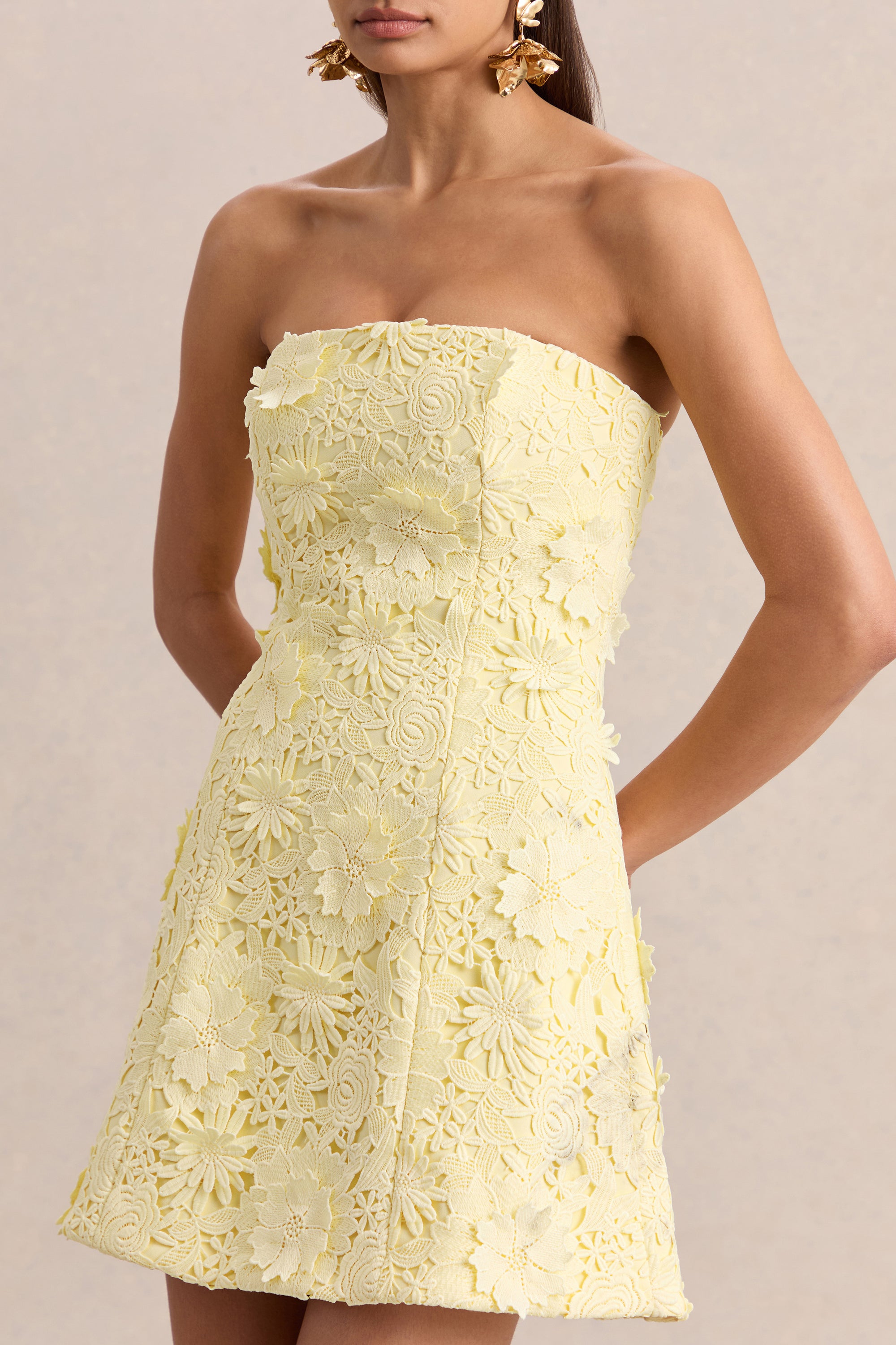 embellished lace bandeau mini dress Rosalie in Ivory providing both structure and a figure flattering finish Embellished Bandeau Mini Dress in