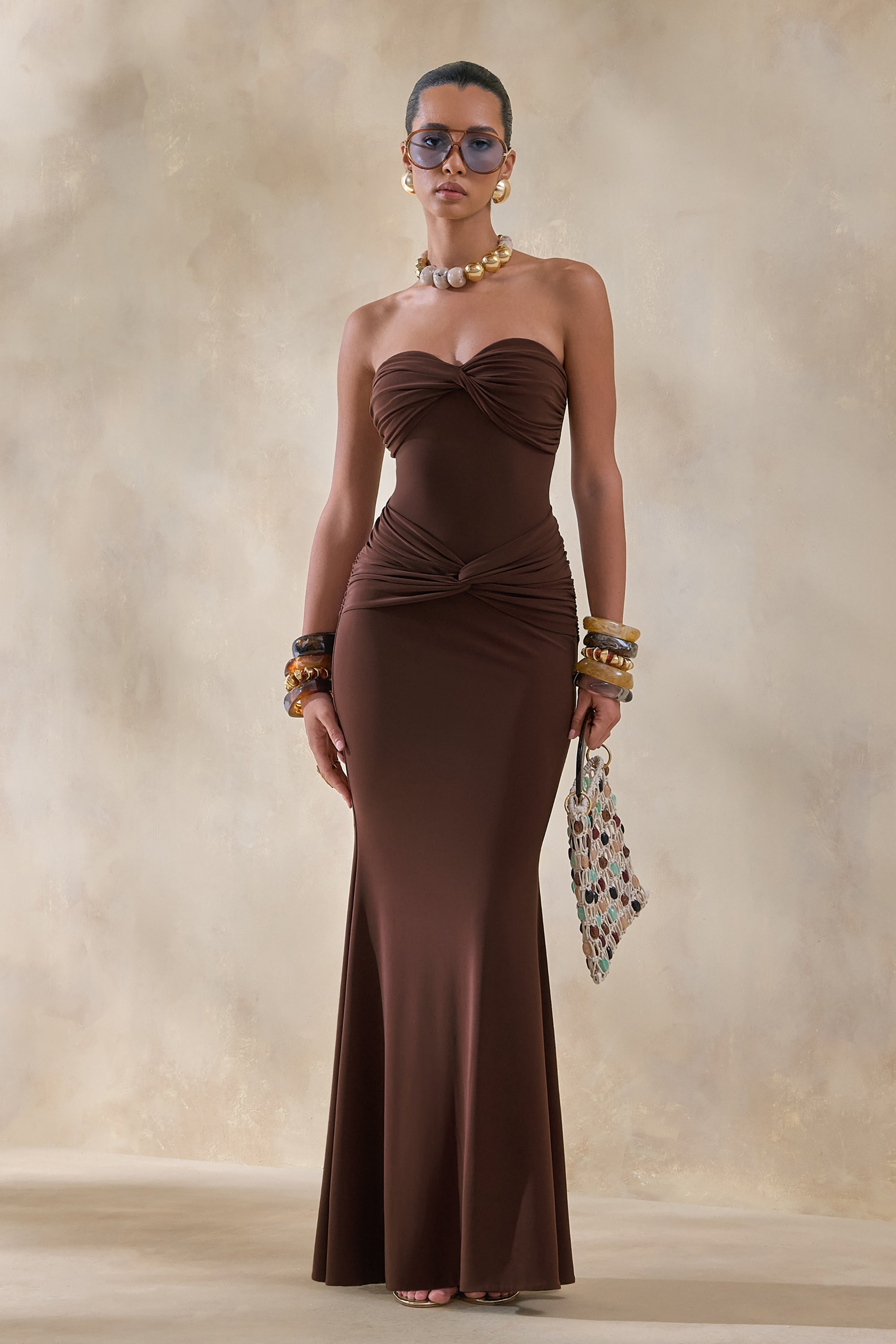 brown and gold maxi dress Gold Leaf Brown Maxi Dress