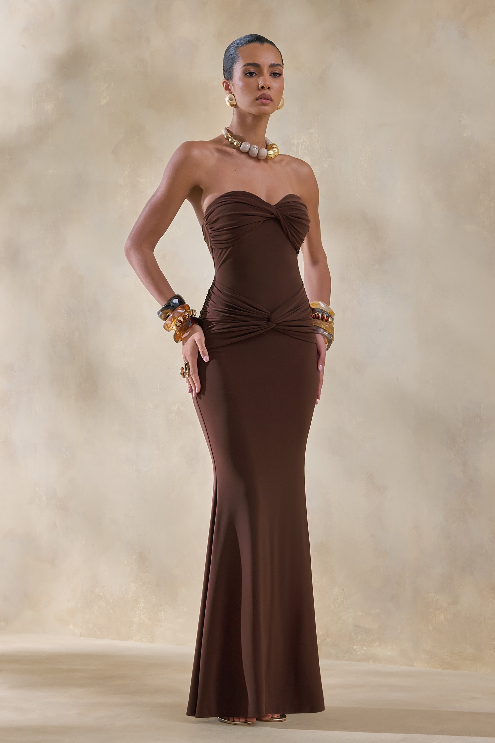 brown strapless long dress Strapless Long Metallic Prom Dress: La Femme 33047 Bronze / 00