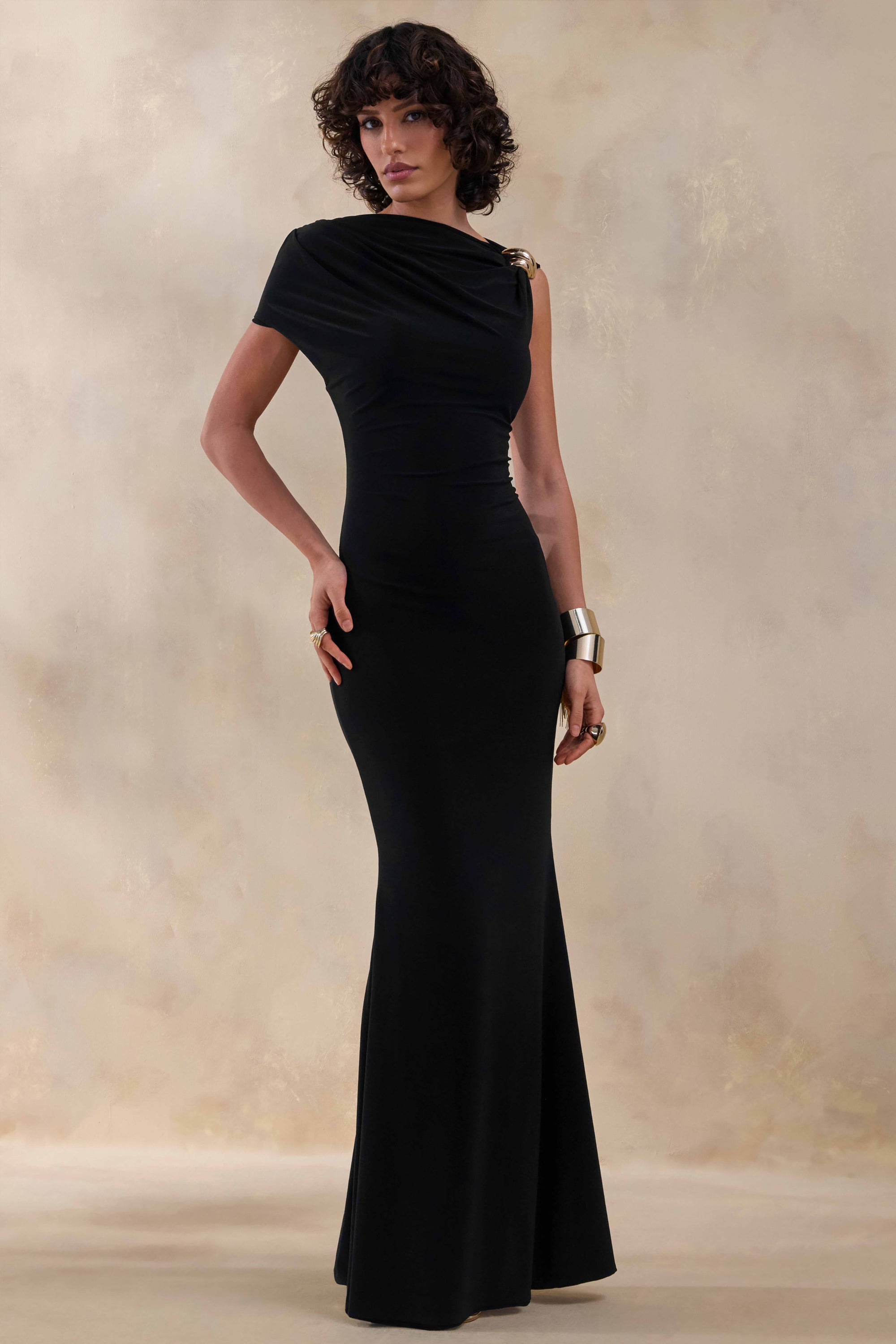 black neck dress Anabelle Halter Neck Lace Maxi Dress - Black