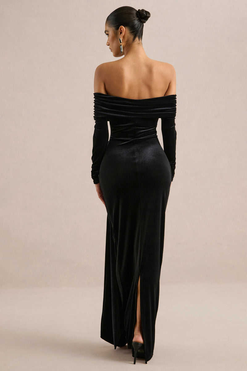 ECM_HR_CL137564001 - Jessara _ Black Bardot-Neck Maxi Dress With Knot-Details5.jpg