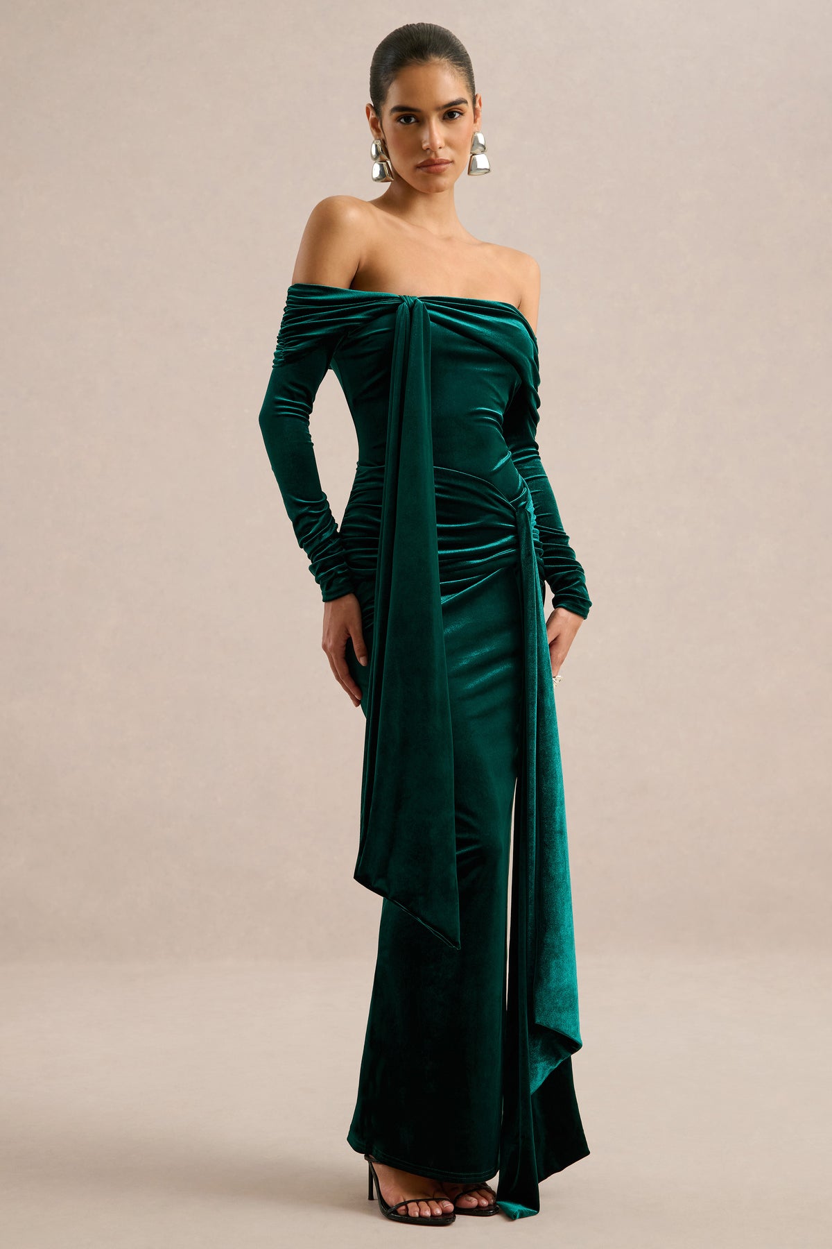 ECM_HR_CL137564030 - Jessara _ Bottle Green Bardot-Neck Maxi Dress With Knot-Details2.jpg
