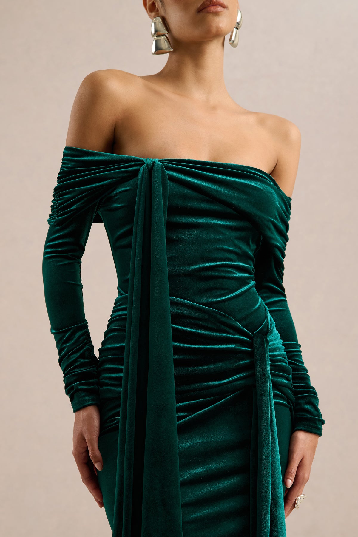 ECM_HR_CL137564030 - Jessara _ Bottle Green Bardot-Neck Maxi Dress With Knot-Details3.jpg