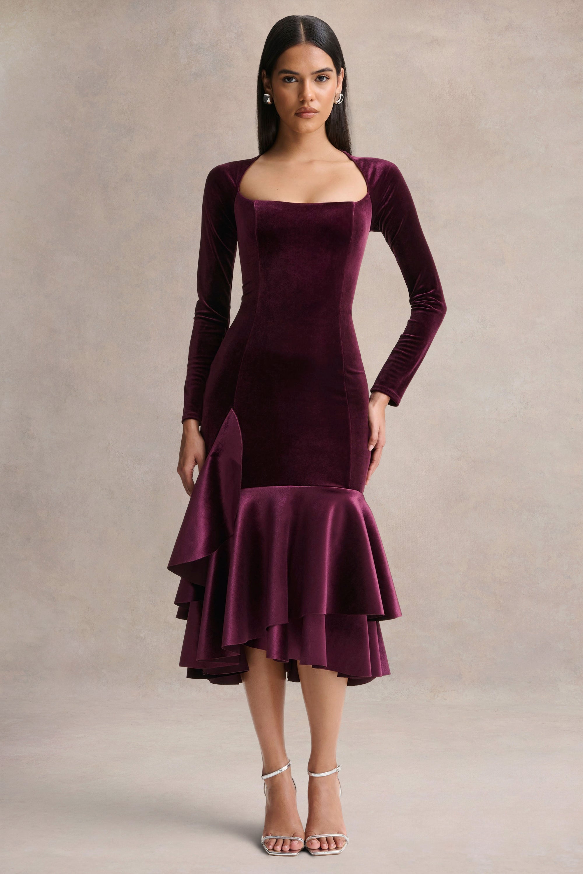 burgundy fishtail dress SHEIN Burgundy Halter Deep V-Neck Backless Mermaid Maxi Dresses Slim Fit Knitted Fabric Elegant Party Wedding Guest Autumn Winter Gown,M