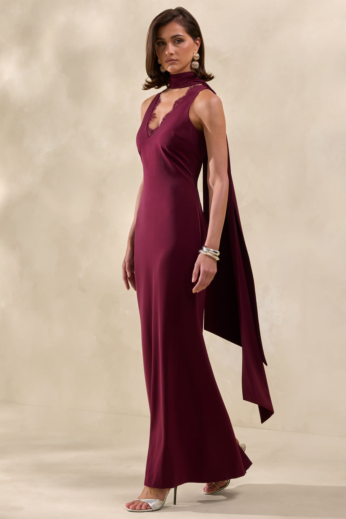 burgundy dress sash Berylove Women Mermaid Burgundy Formal Dress One Shoulder Long Satin Evening Dress with Sash, Burgundy / US10 main image 0