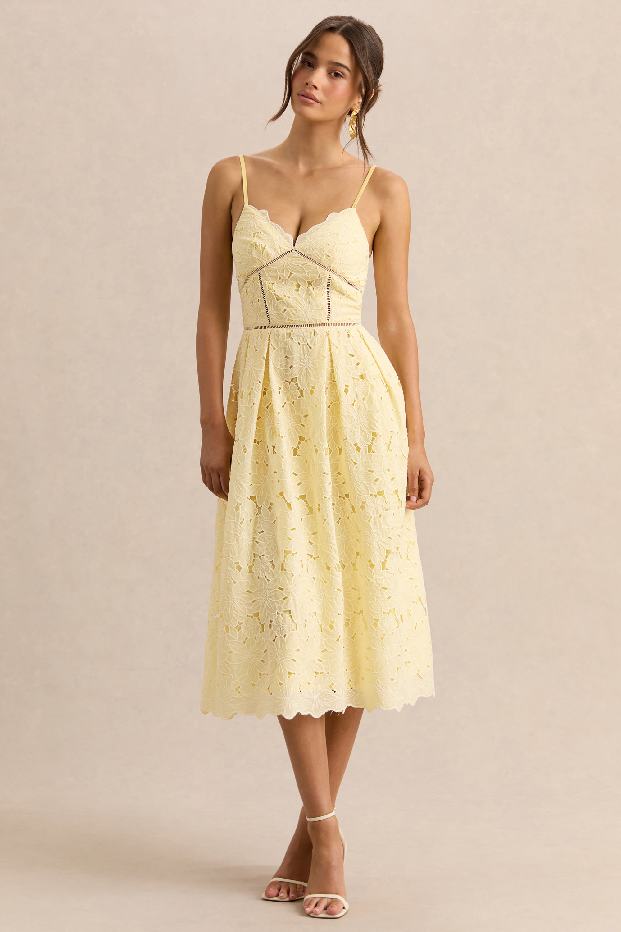 cami lace midi dress Zuri | White Lace Sweetheart Midi Dress With Cami Straps