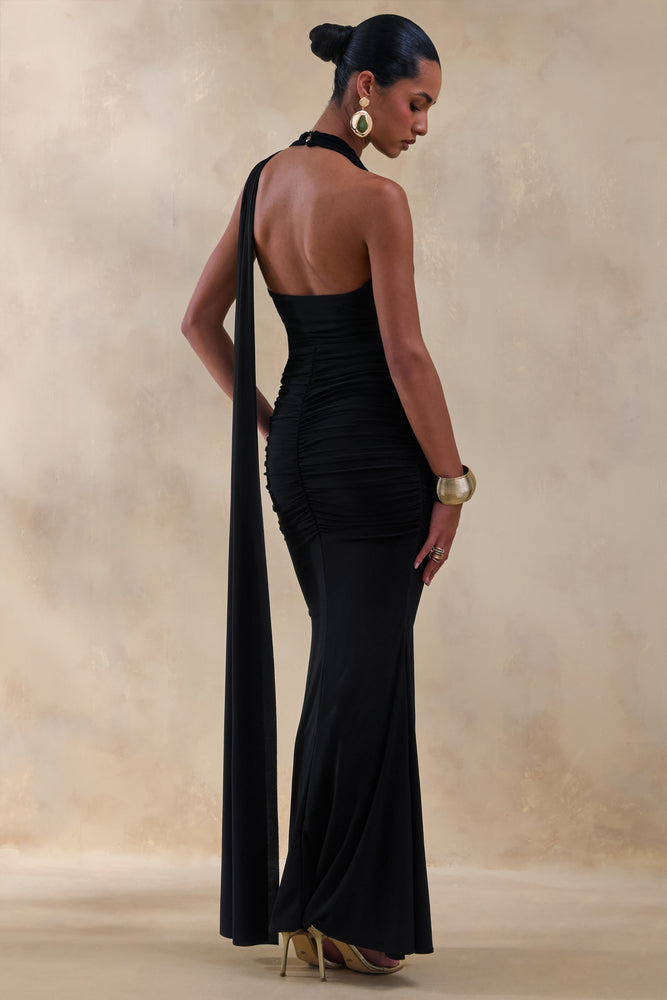 strapless open back dress Black Cutout Halter Bandage Maxi Dress Black / 6 main image 0