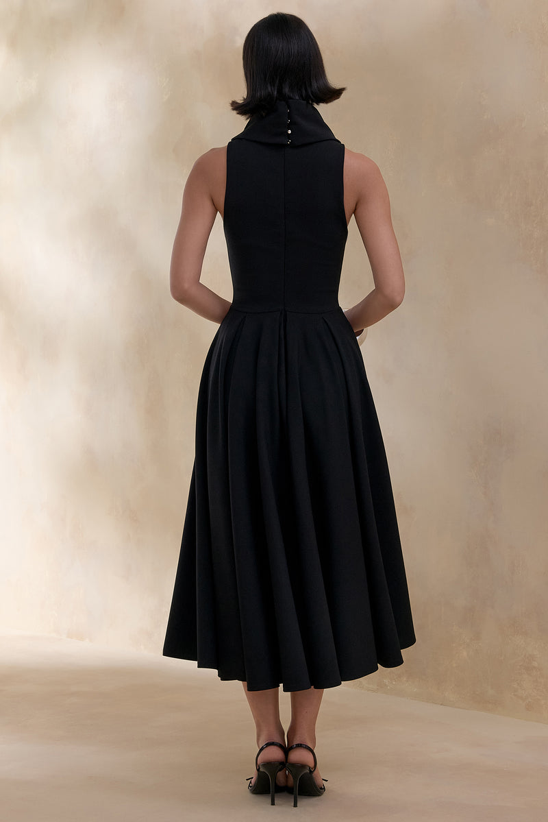 black boat neck midi dress Inari Cotton Twill Boat-Neck / Regular / M Measurement (in inches) International Size Women's Marmar A-line Boat Neck