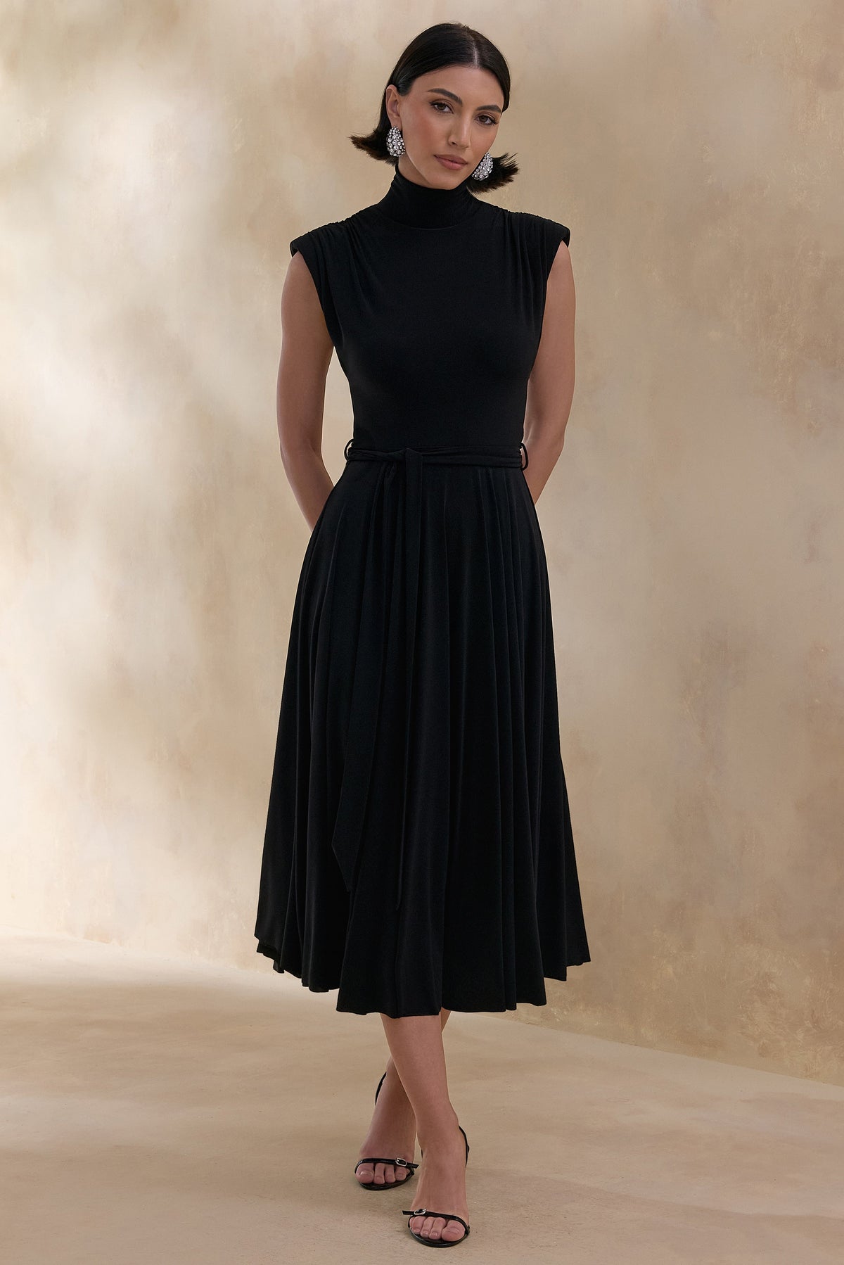 Roselena | Black High-Neck Midi Dress - UK 6 Black Roselena | Black High-Neck Midi Dress - UK 6 Black