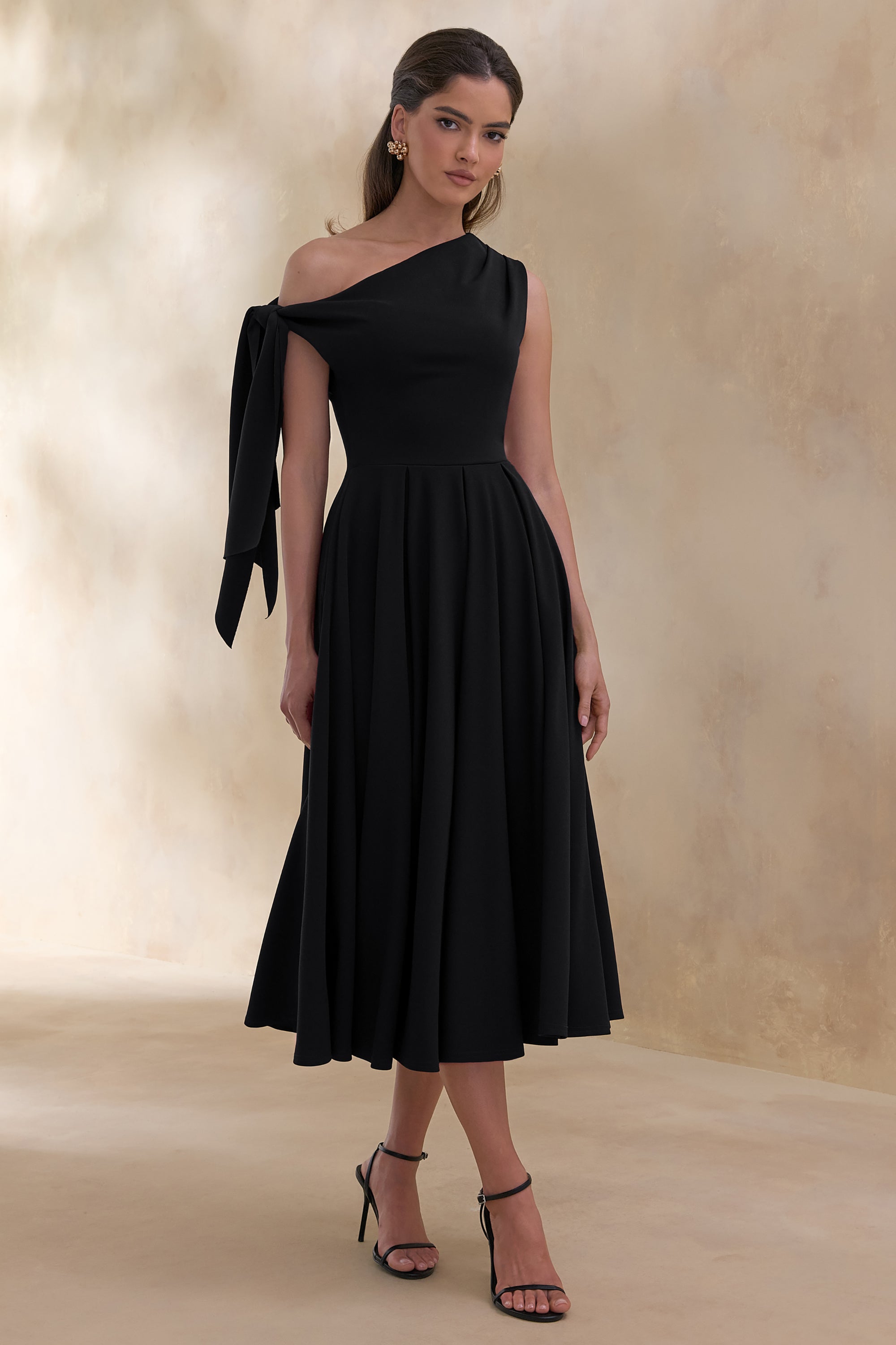 knot midi dress Fifteen Twenty Marisa Side-Knot Midi Dress - Black