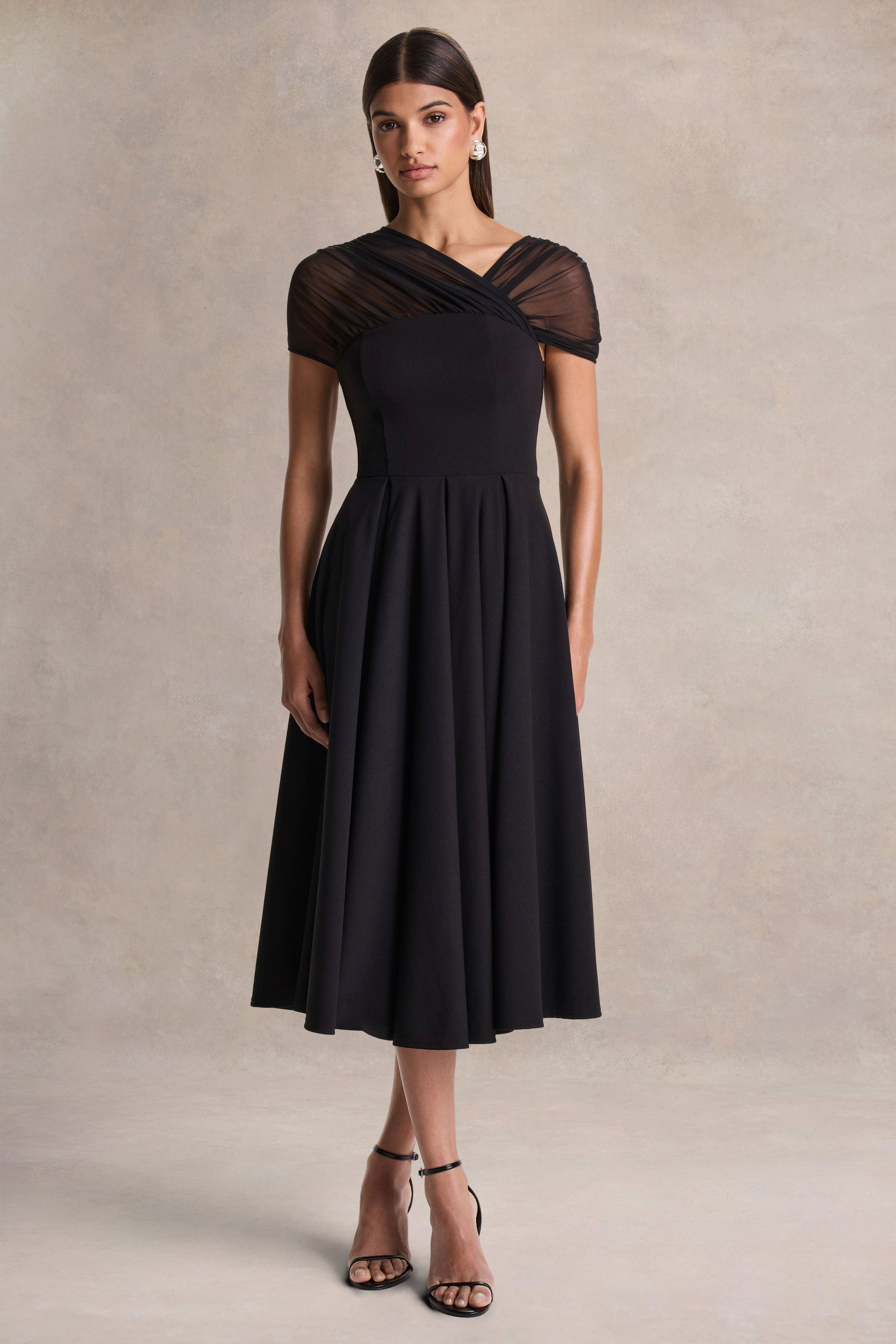 rosette black dress Corset Dress With Textured Rosette Skirt 46486