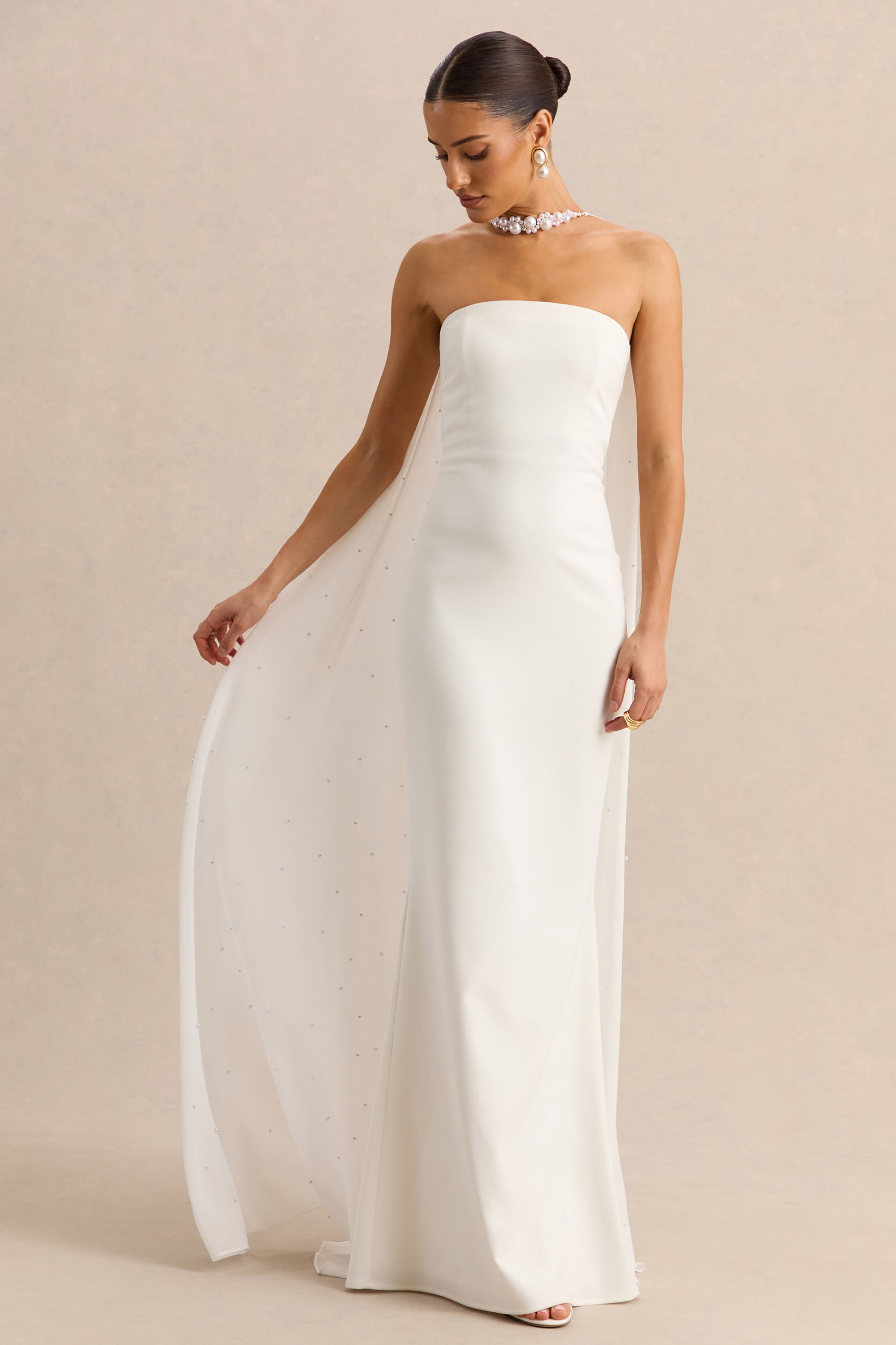 white scuba bandeau maxi dress Last Call Scuba Maxi Dress - White