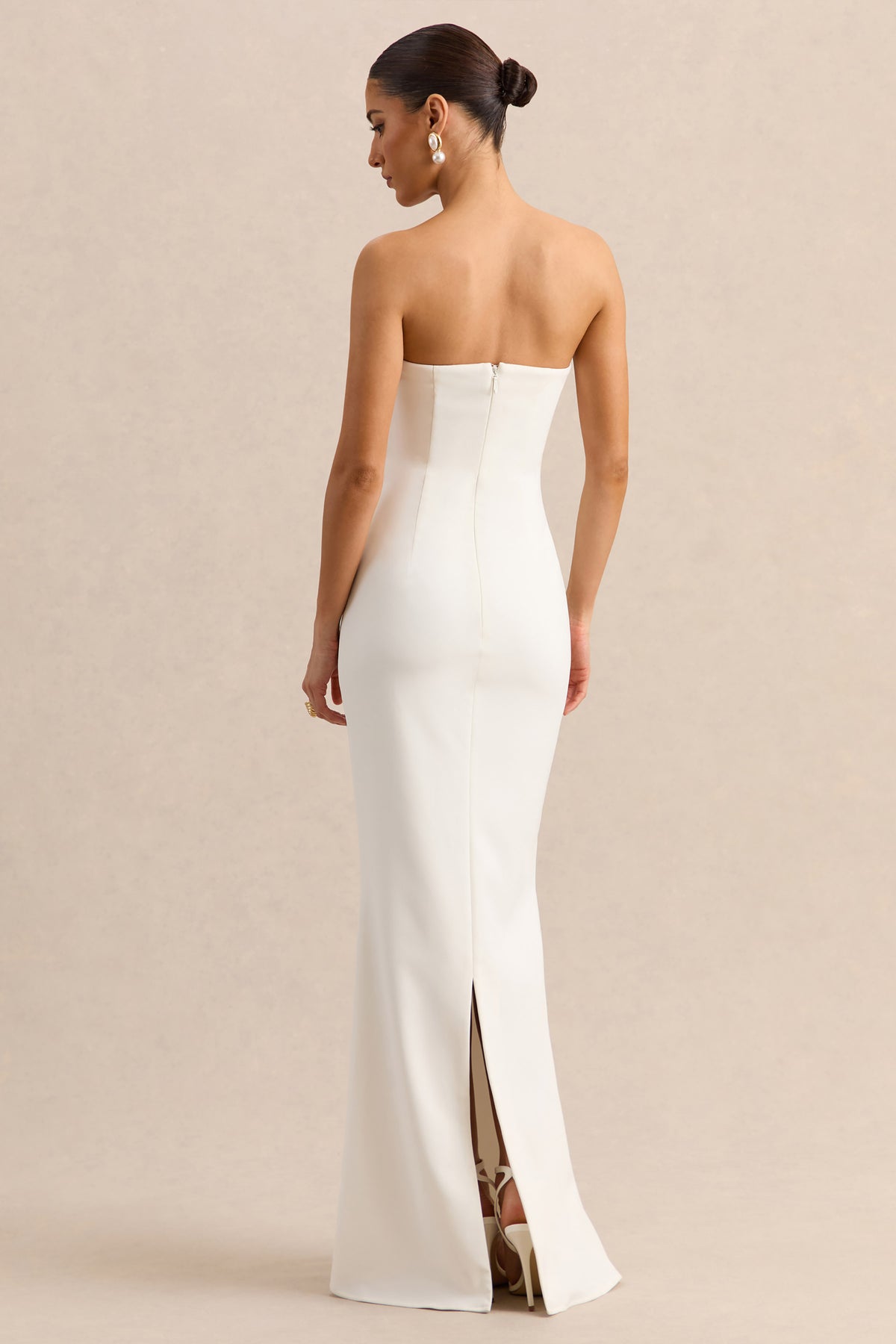Alina | White Bandeau Maxi-Dress With Cape - UK 12 White Alina | White Bandeau Maxi-Dress With Cape - UK 12 White