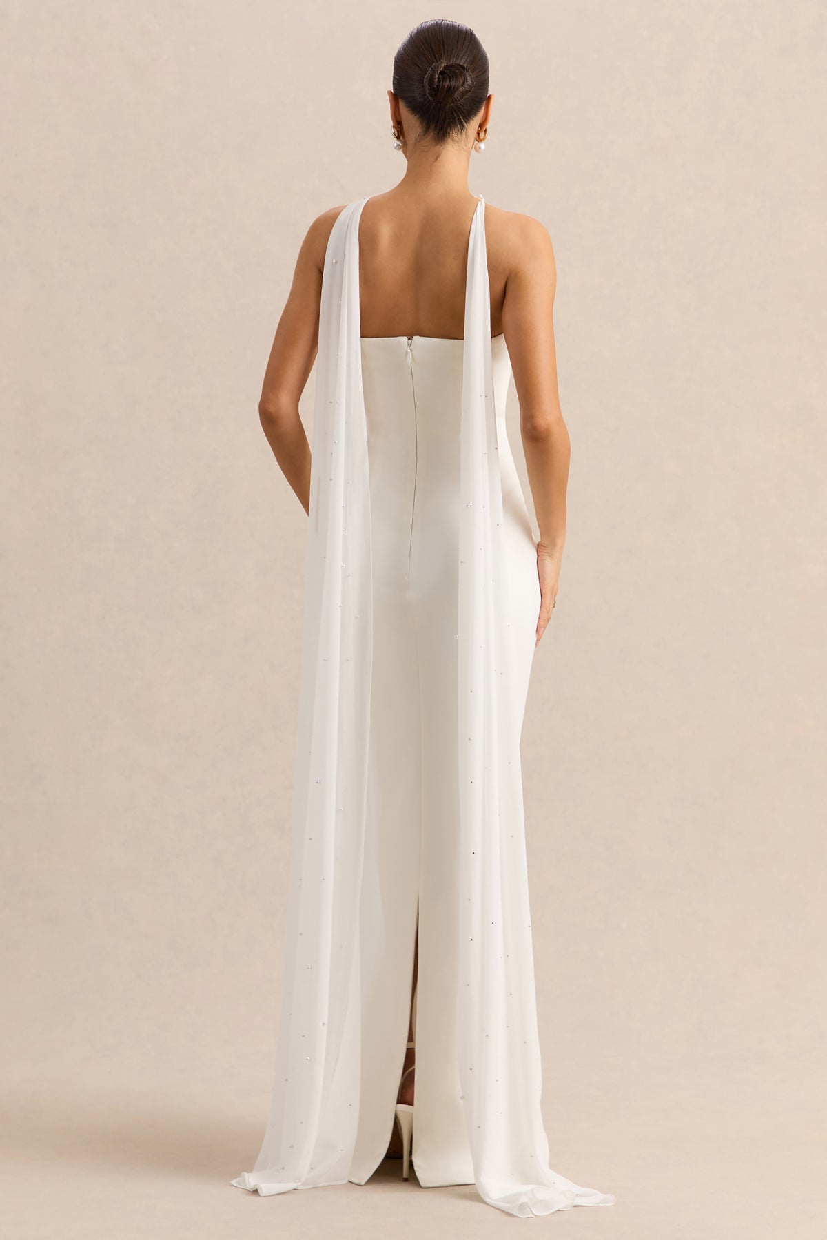 Alina | White Bandeau Maxi-Dress With Cape Alina | White Bandeau Maxi-Dress With Cape